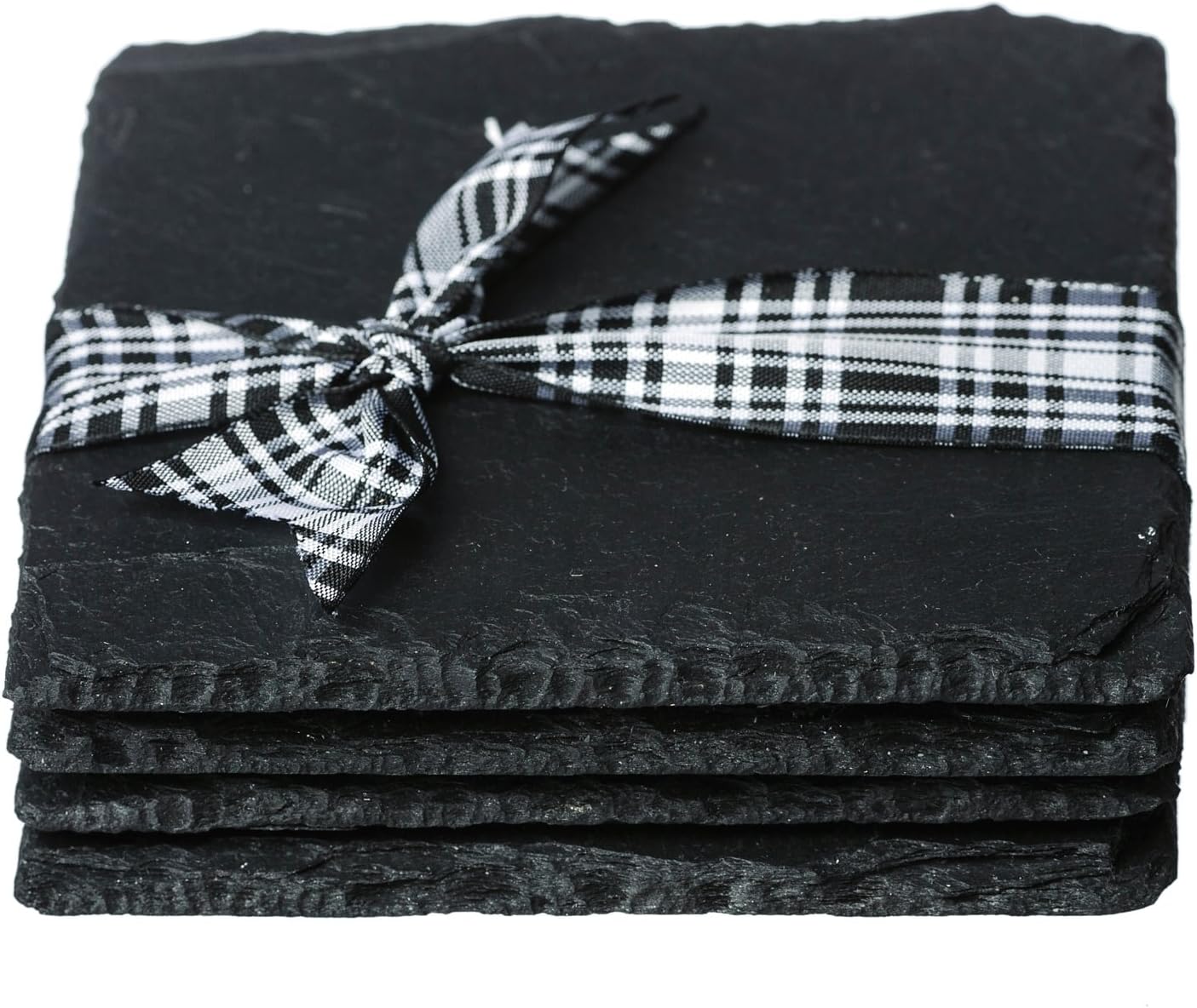 The Just Slate Company Square Slate Coasters, Rubber, Black, 11cm x 11cm