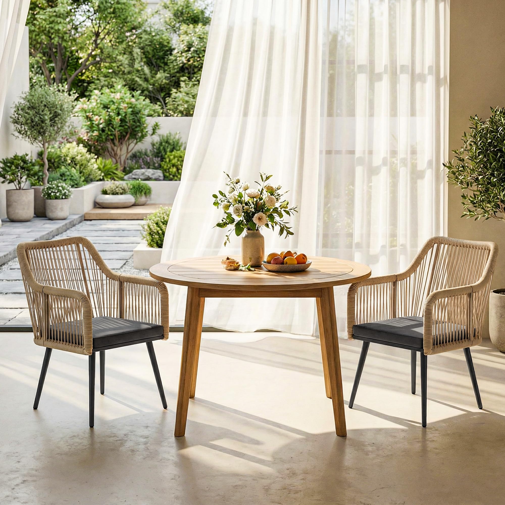 Outsunny Set 2 Sedie da Giardino in Rattan PE con Cuscini Morbidi Lavabili e Braccioli, Sedie per Pranzo da Esterno in Acciaio, da Patio, Balcone, Terrazza, Esterno, 54x65x80cm, Grigio Scuro