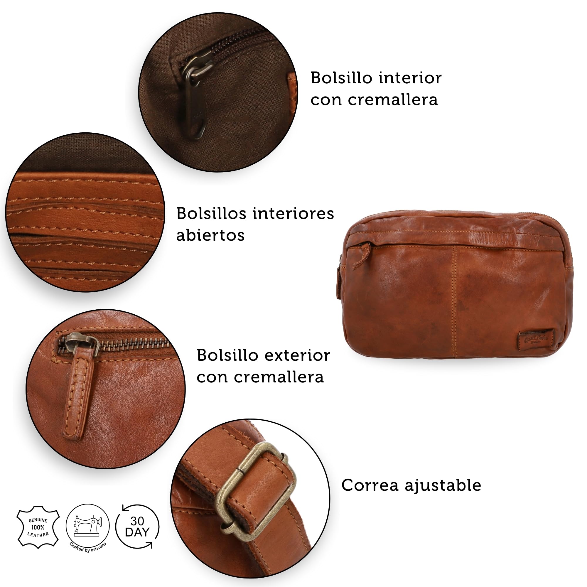 Gusti Bolso bandolera de piel Amara Bolso de mano de cuero marrón vintage cuero, marrón