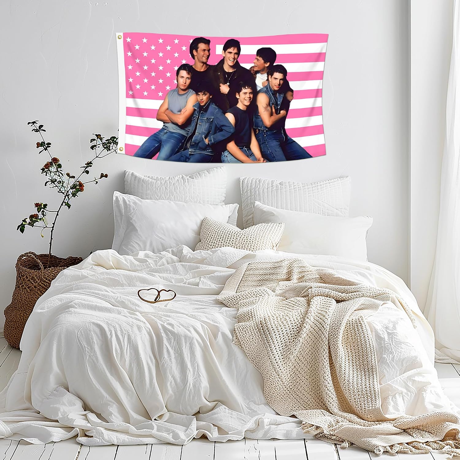 3x5 Foot The Outsiders Decorative Flag with 2 Brass Grommets for Indoor Outdoor, Double Stitched, Wall Hanging Tapestry Room Decor, College Dorm Decorations (PINK AMERICAN, 3x5 ft) image 3