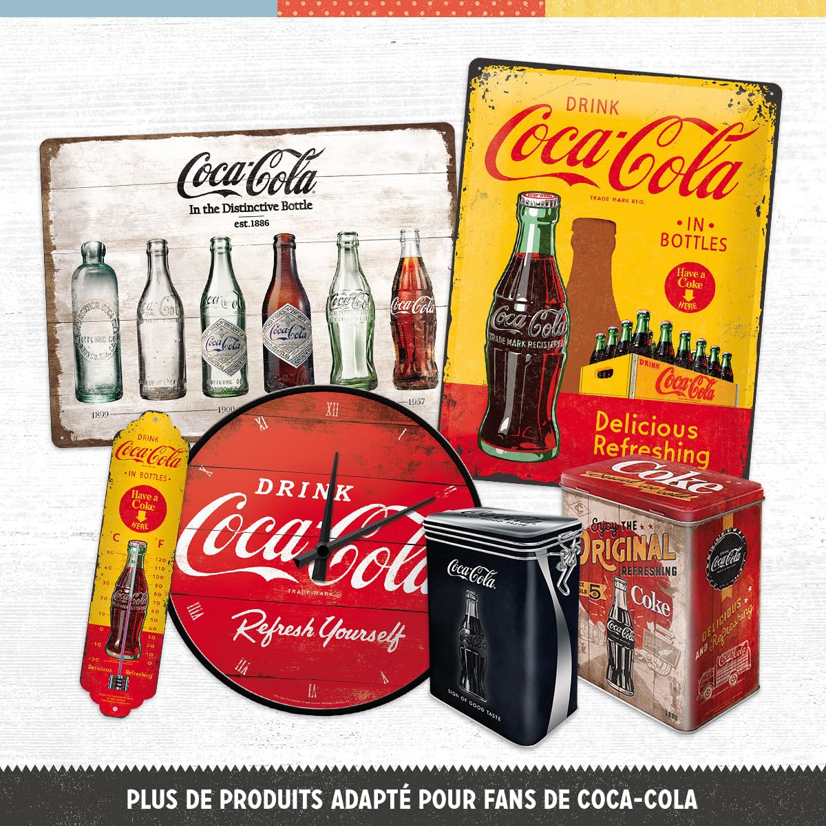 Nostalgic-Art Plaque Vintage Coca-Cola - in Bottles Yellow - Idée de