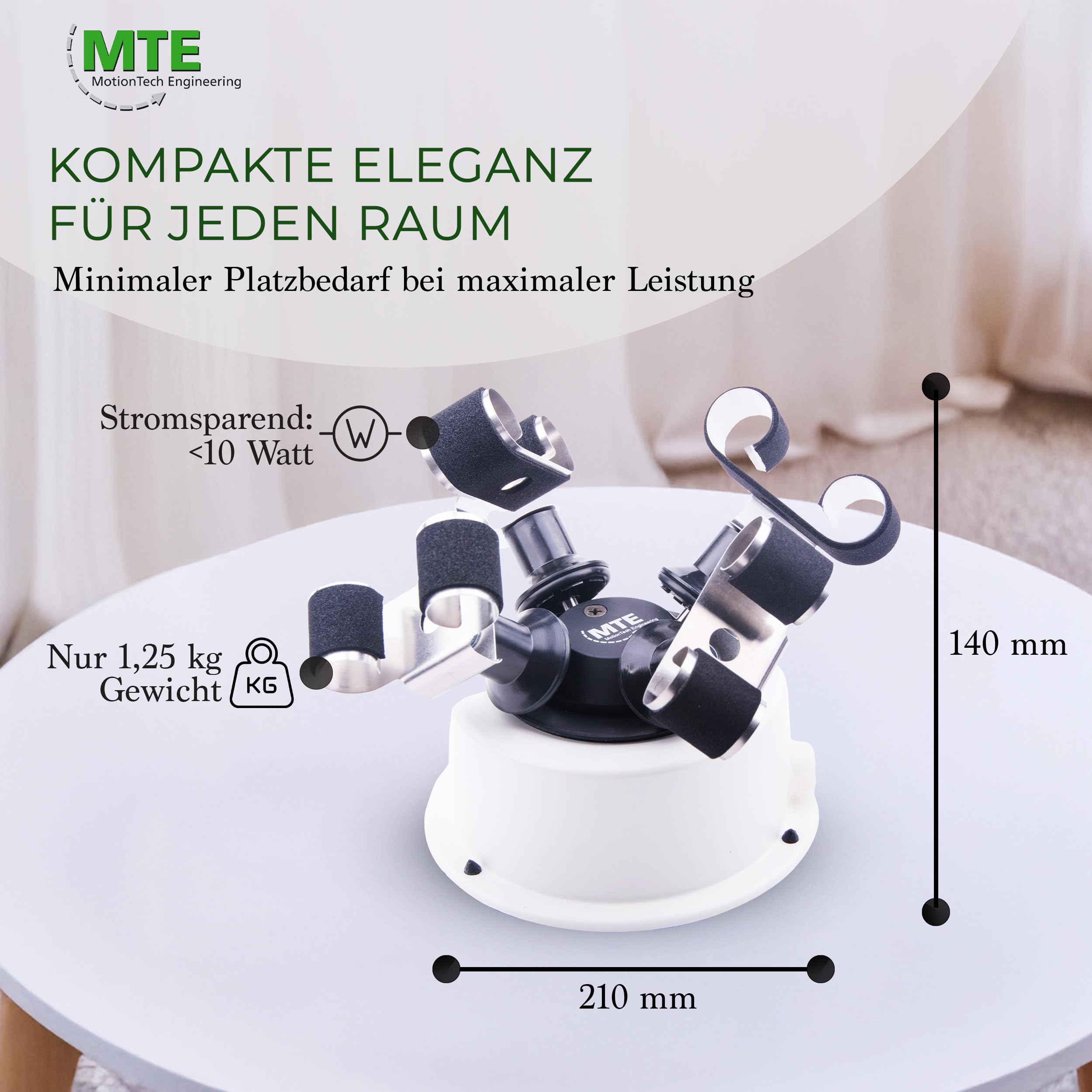 MTE Bewegungstechnik Uhrenbeweger (WTS 4 Weiß) bis zu 4 Uhren – Elektronisch gesteuerte Rotation und Pausen – Uhrenbeweger für Automatikuhren – leiser Watch Winder – Made in Germany