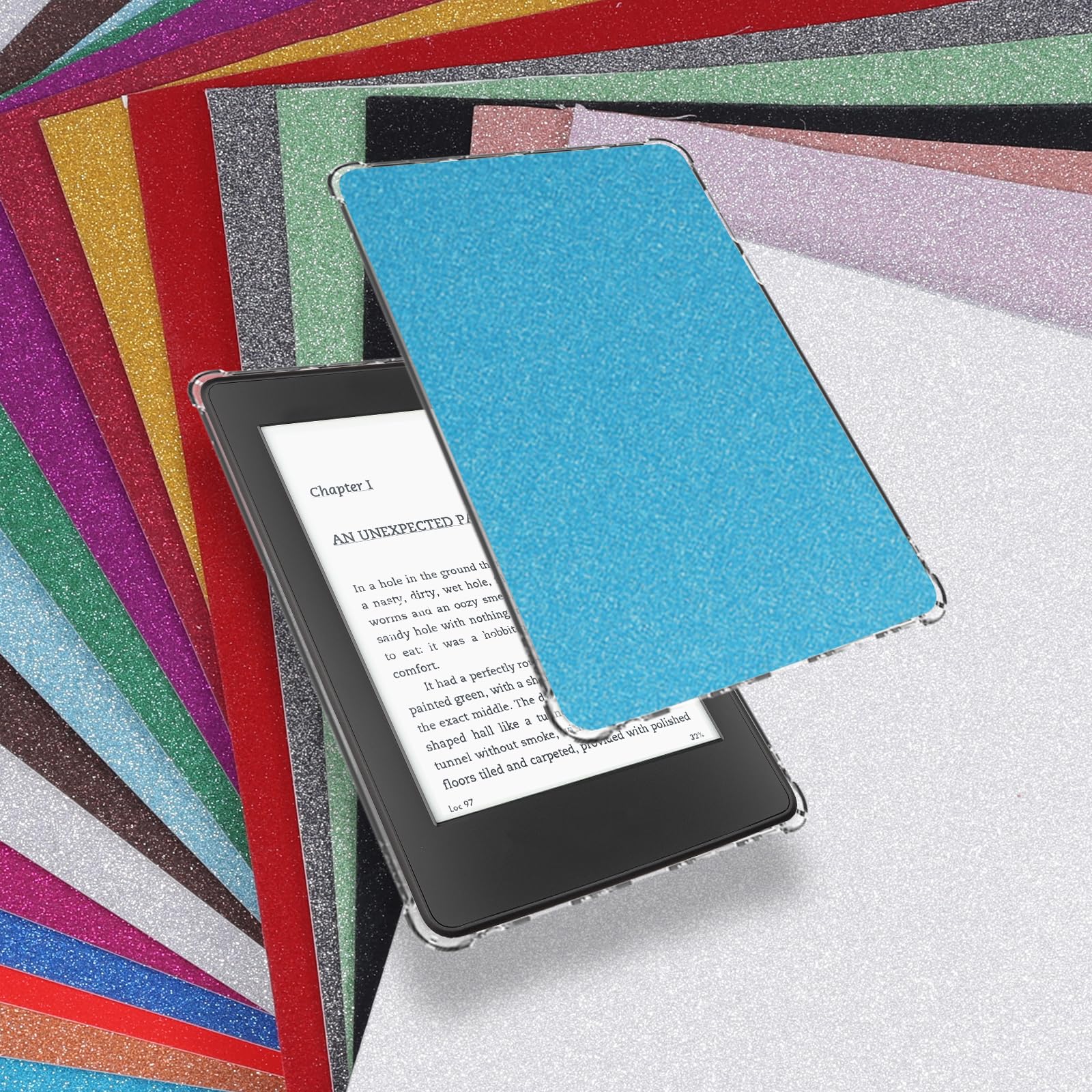 20pcs Insert Cardstock for Kindle Paperwhite, 6.69x4.88 Inch Colorful Cardstock Inserts Solid Color Glitter Paper Inserts for Kindle Clear Case (20 Colors) — view 4