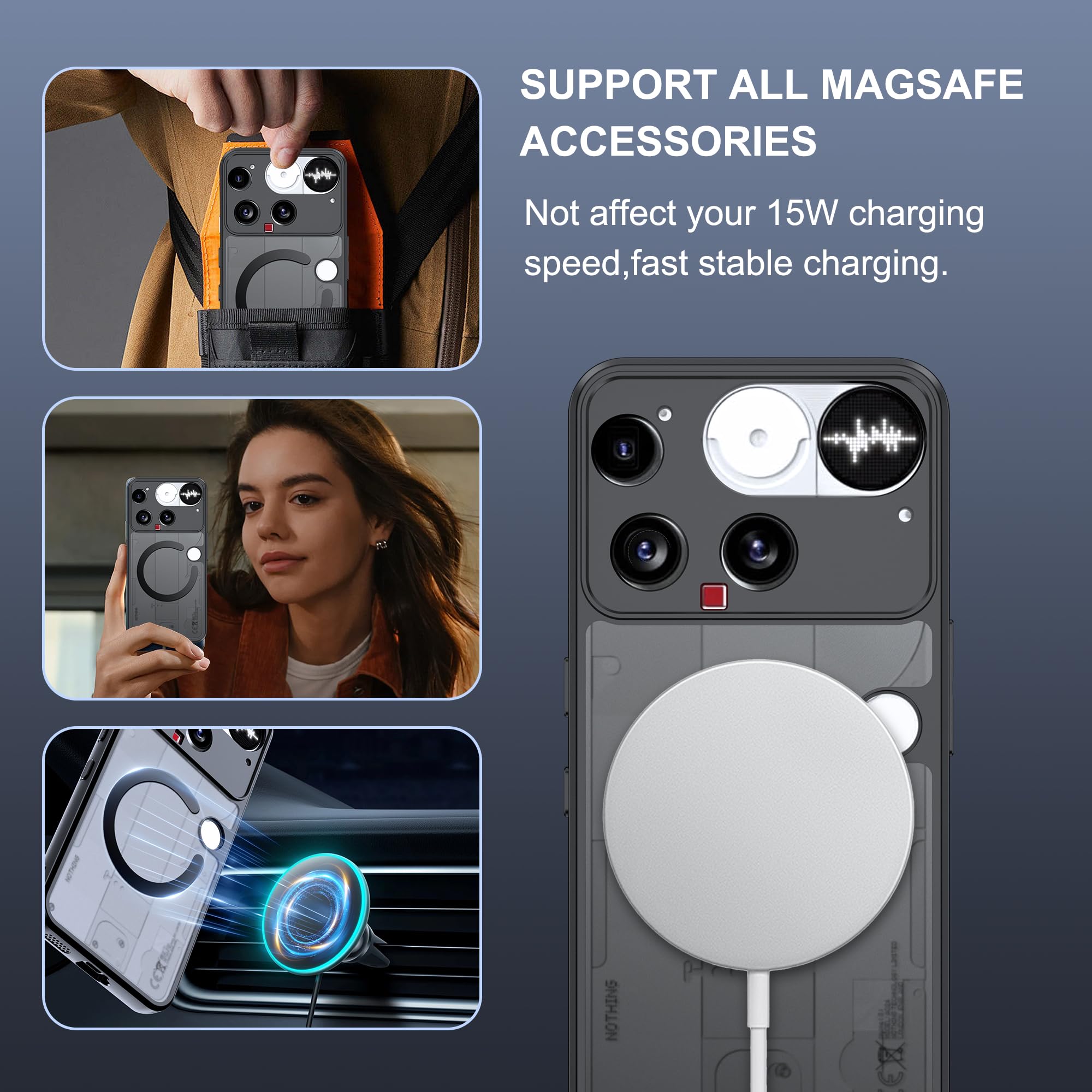 Liisooka Hoesje voor Nothing Phone 3a Lite, Militaire Valbescherming, Anti-Geel, Ultradun Schokbestendig Hoes met Harde PC Achterkant en Krasbestendig Case, Transparant