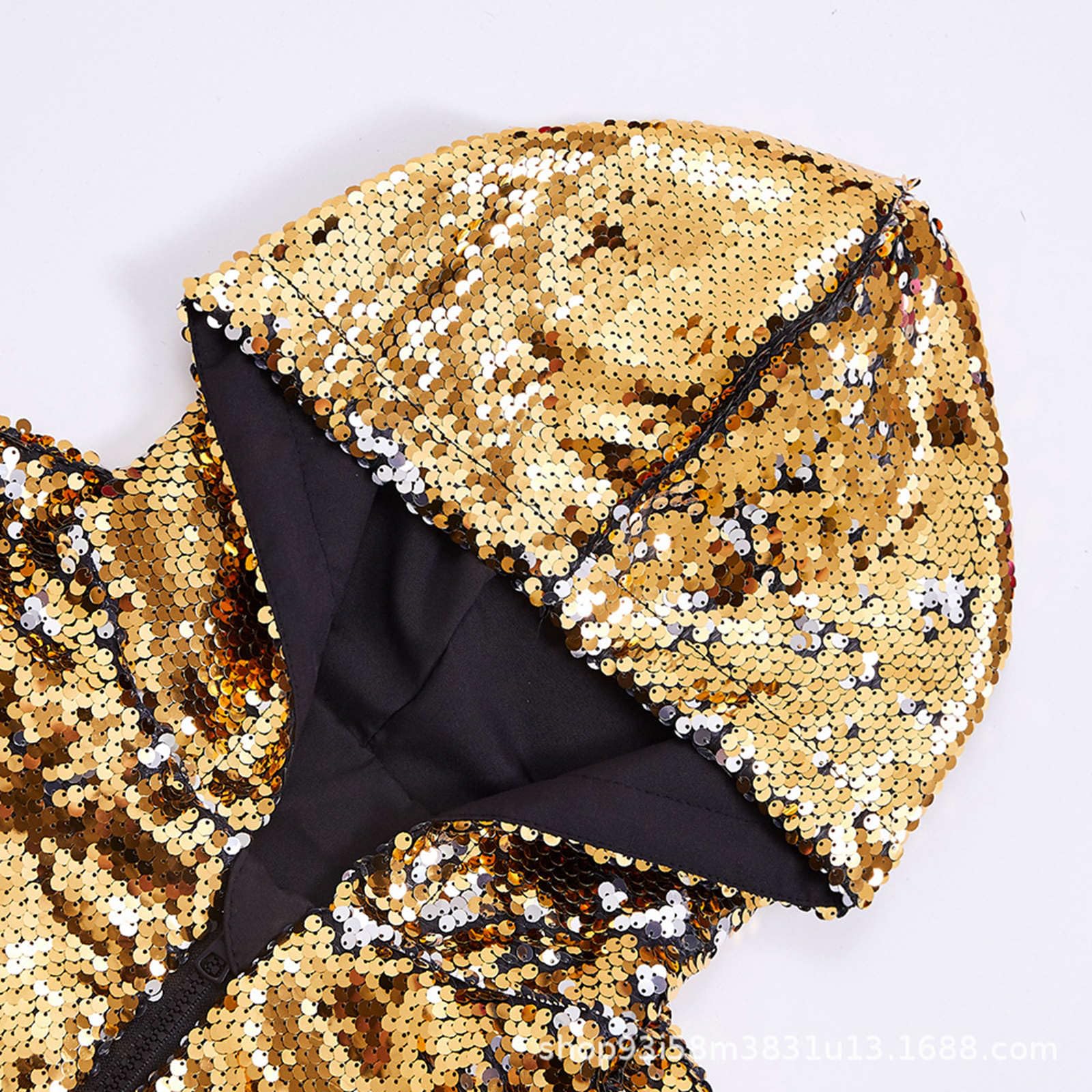 Veste à capuche à paillettes pour homme - Costume de carnaval des années 70 et 80 - Manteau à paillettes avec fermeture éclair - Veste chaude hip-hop - Veste d'hiver confortable pour