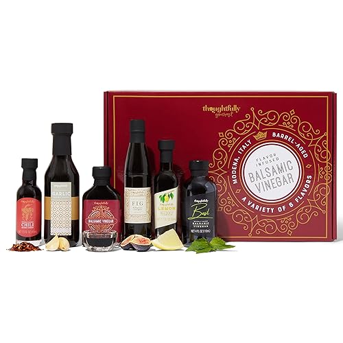 Thoughtfully Gourmet, juego de regalo de vinagre balsámico, los sabores incluyen higo, chile, ajo y más, certificado IGP, fabricado en Módena,