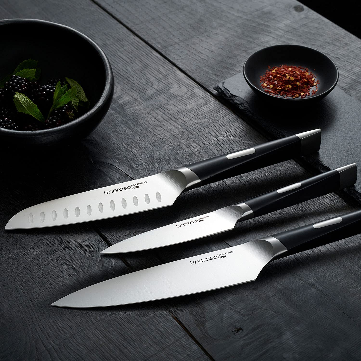 linoroso Chef Knife Kitchen Knife Ultra Sharp Cooking Knife, 7 inch Precision Forged German High-Carbon Stainless Steel Cutting Knife with Exquisite In-Drawer Knife Block- MAKO Series — Amazon image 8