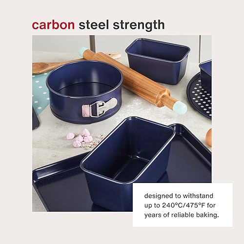 Vista 56 de Zyliss E980197 - Lata antiadherente de base suelta 9.8 in/10 pulgadas Acero al carbono Azul oscuro Lata para pasteles, molde
