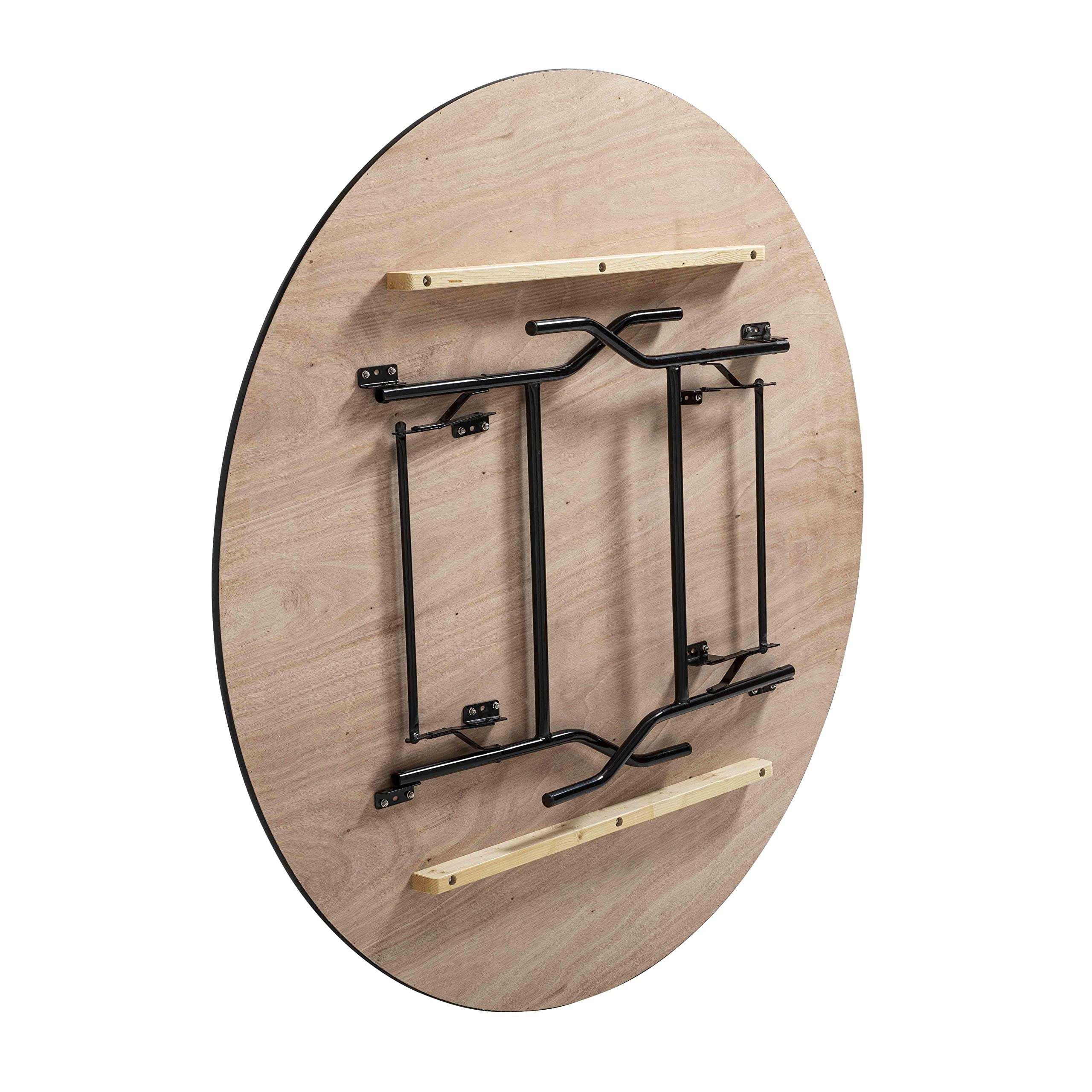 mobeventpro- mesa plegable redonda en madera 10 Plazas 170 cm Buffet olla – 170 cm x 76 cm x 170 cm
