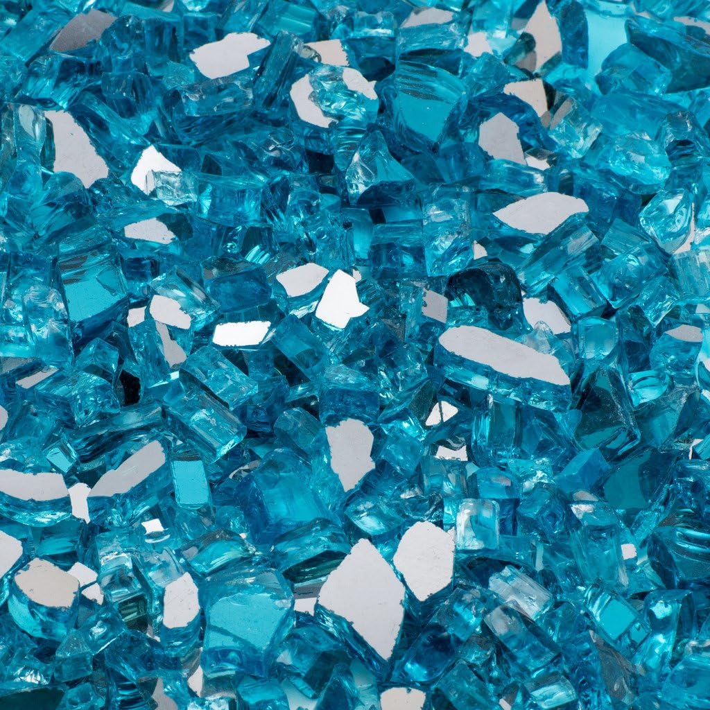 Margo Outdoor Living 10 lb 1/4" Caribbean Blue Reflective Fire Glass for Natural or Propane Fire Pit Fireplace Tempered Glass