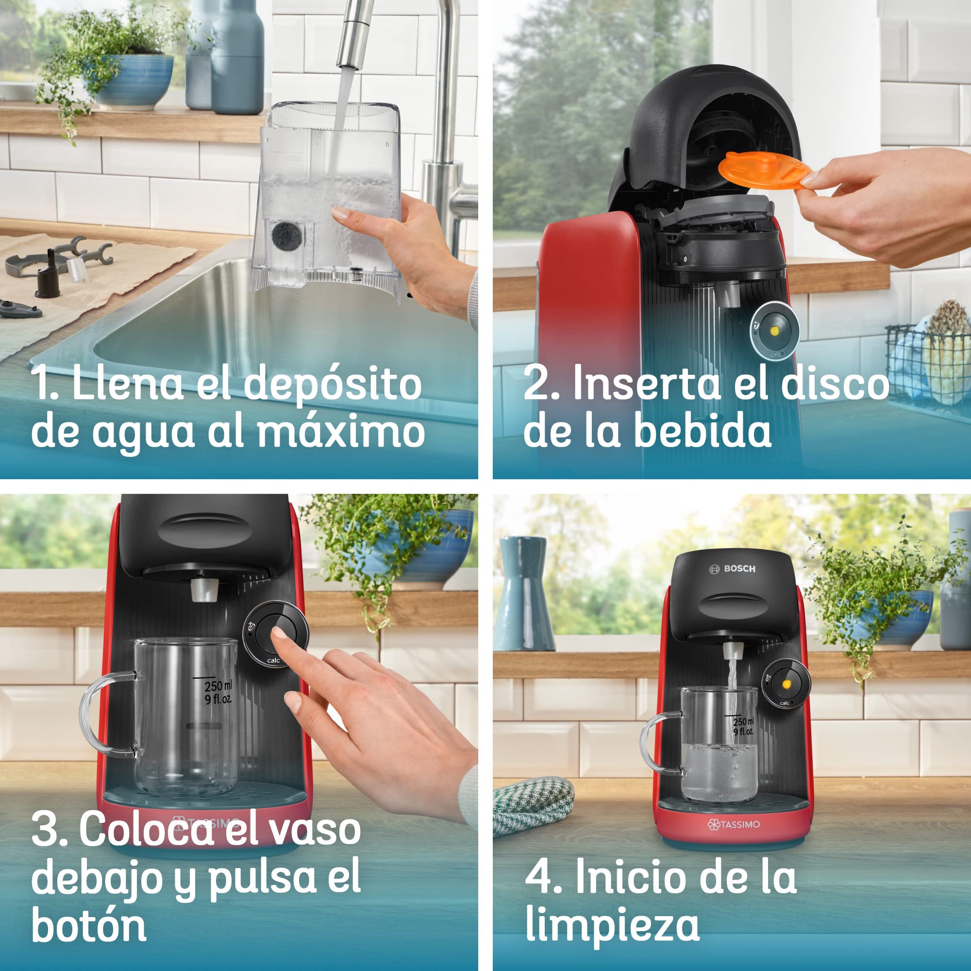 Bosch - Cafetera TASSIMO FINESSE para preparar múltiples bebidas, hasta 40 bebidas, IntensityBoost, INTELLIBREW, rojo, TAS16B3