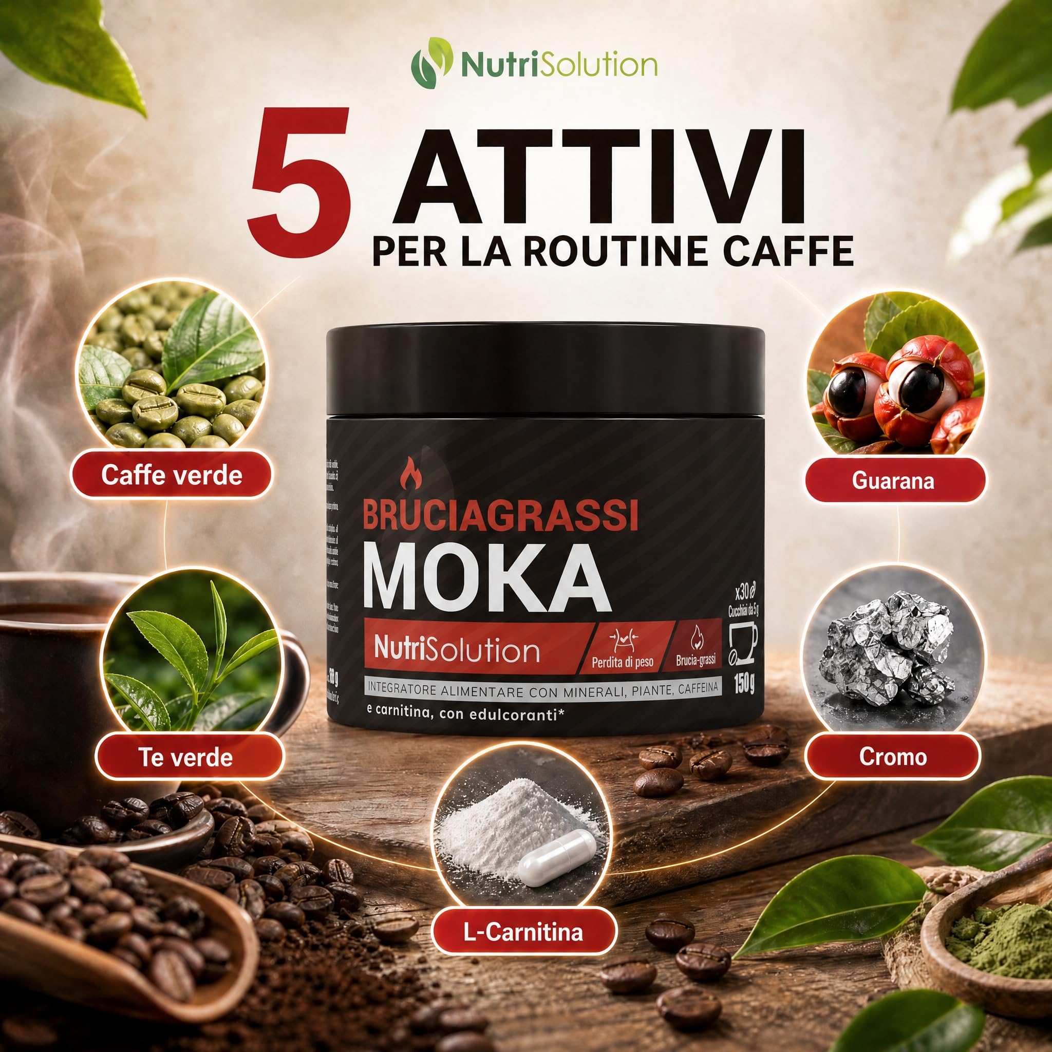 NutriSolution Bruciagrassi Moka - 3 confezioni | Integratore alimentare | 450 g | Prodotto in Francia