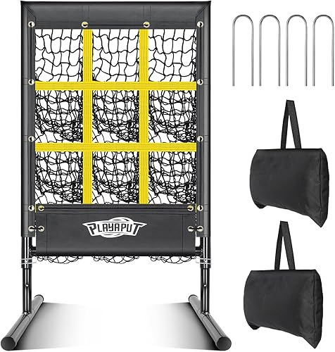 Red de lanzamiento, red de lanzamiento de béisbol de 9 agujeros con zona de ataque, red de béisbol de sóftbol ajustable en altura para lanzar,