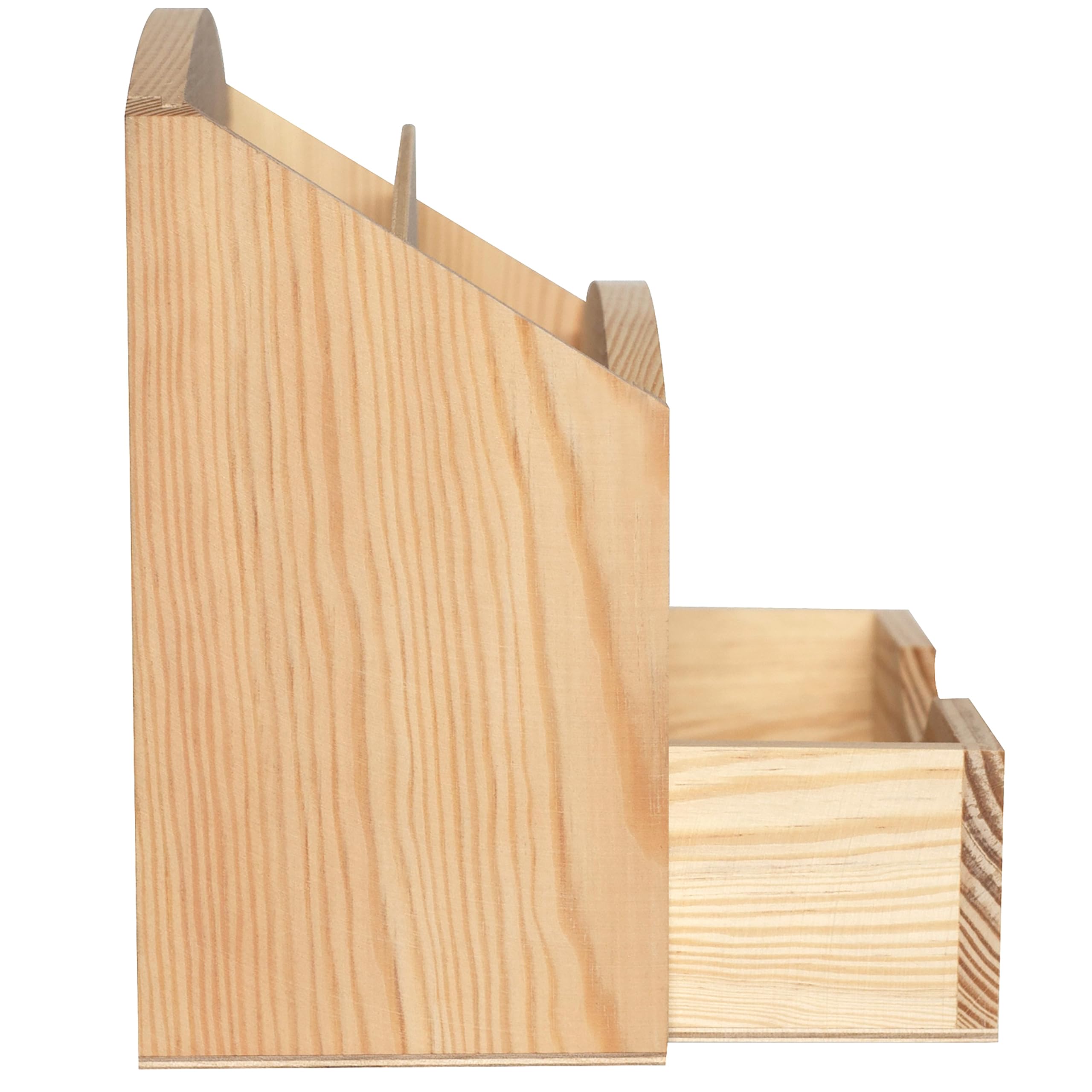Creative Deco Organizador Escritorio Madera | 2 Compartimentos y Cajón | 25 x 10 x 20,5 cm | Clasificador Documentos Cartas Papeles | Perfecto para Decoupage y Decoración