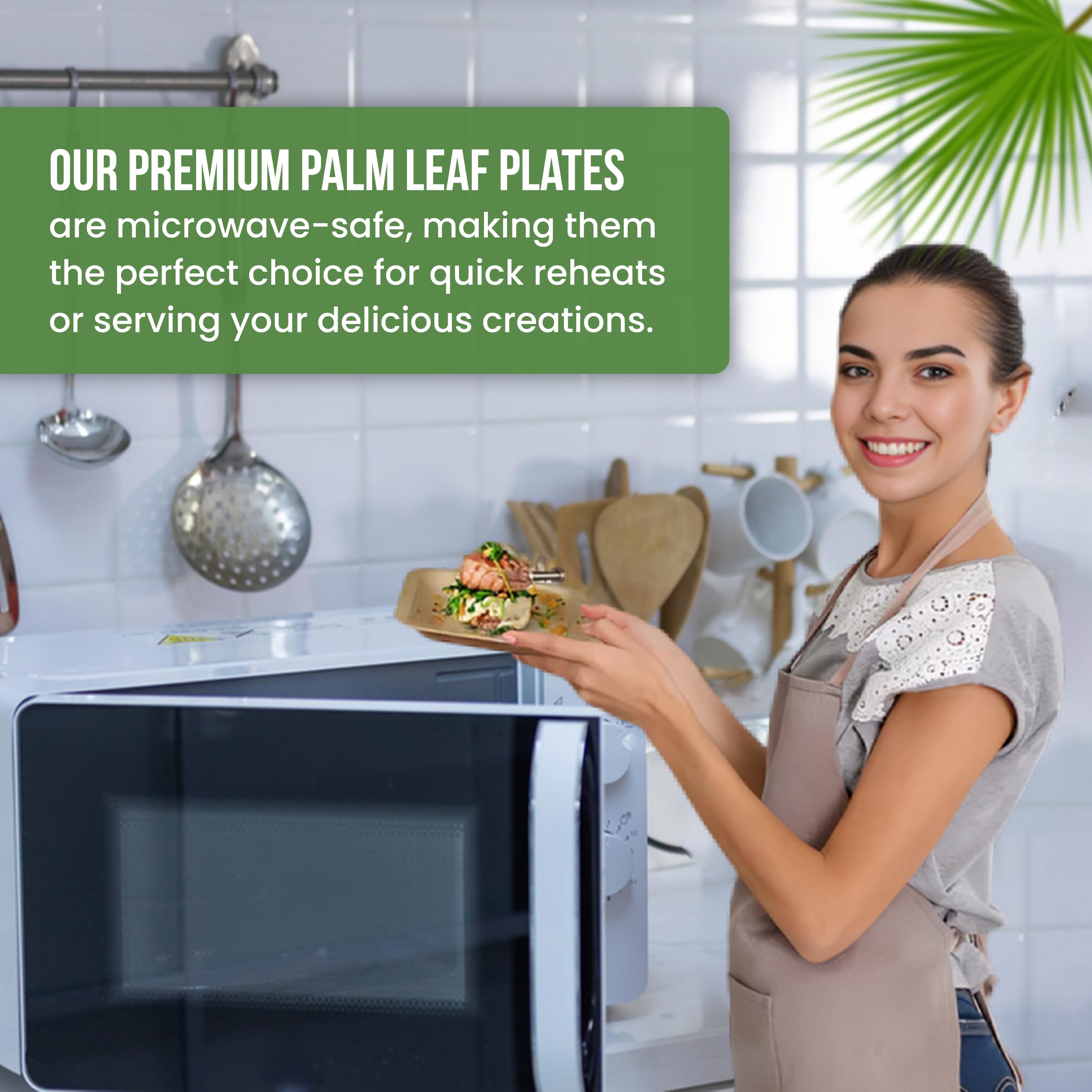 Plato de bambú desechable (juego de platos cuadrados de 10 pulgadas (50 piezas)