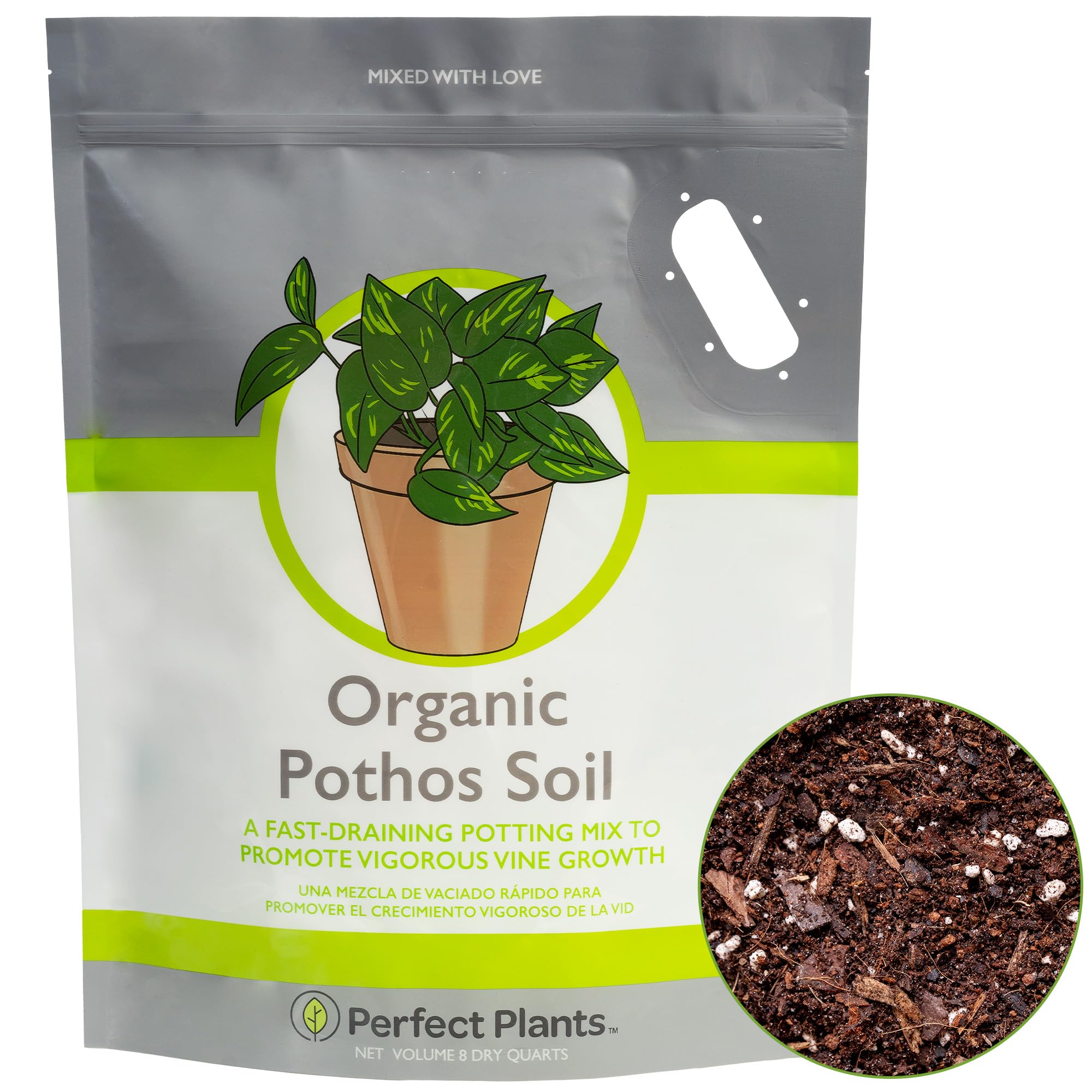 Perfect Plants Organic Pothos Soil | Horticultural Potting Mix for All Indoor Potted Pothos | Grow Healthy houseplants Indoors (8qts.)