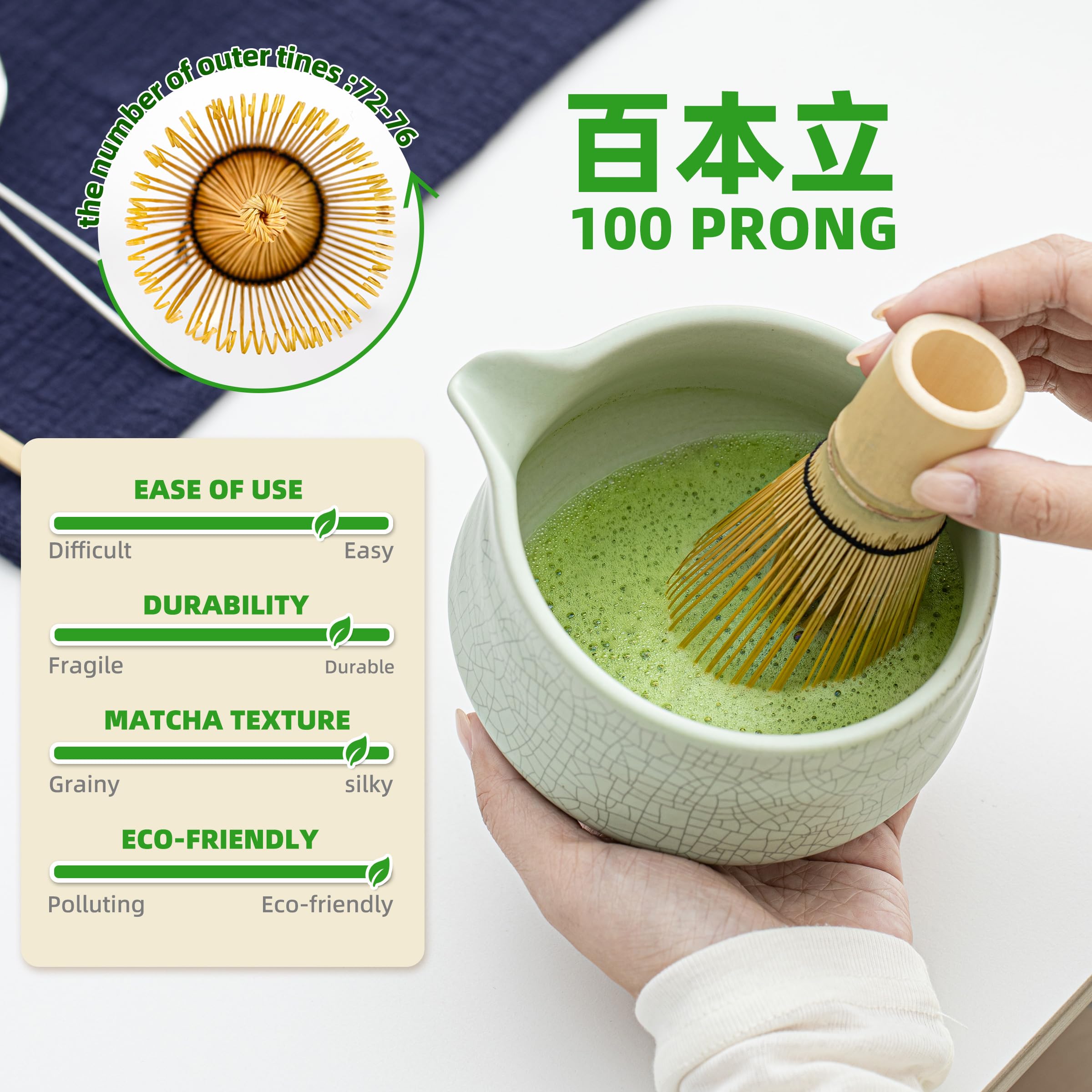 TEANAGOO Matcha Set, 7 Pcs Matcha Whisk Set, Matcha Kit for Ceremony Matcha Tea Set for Making Breakfast/Latte - Image 4