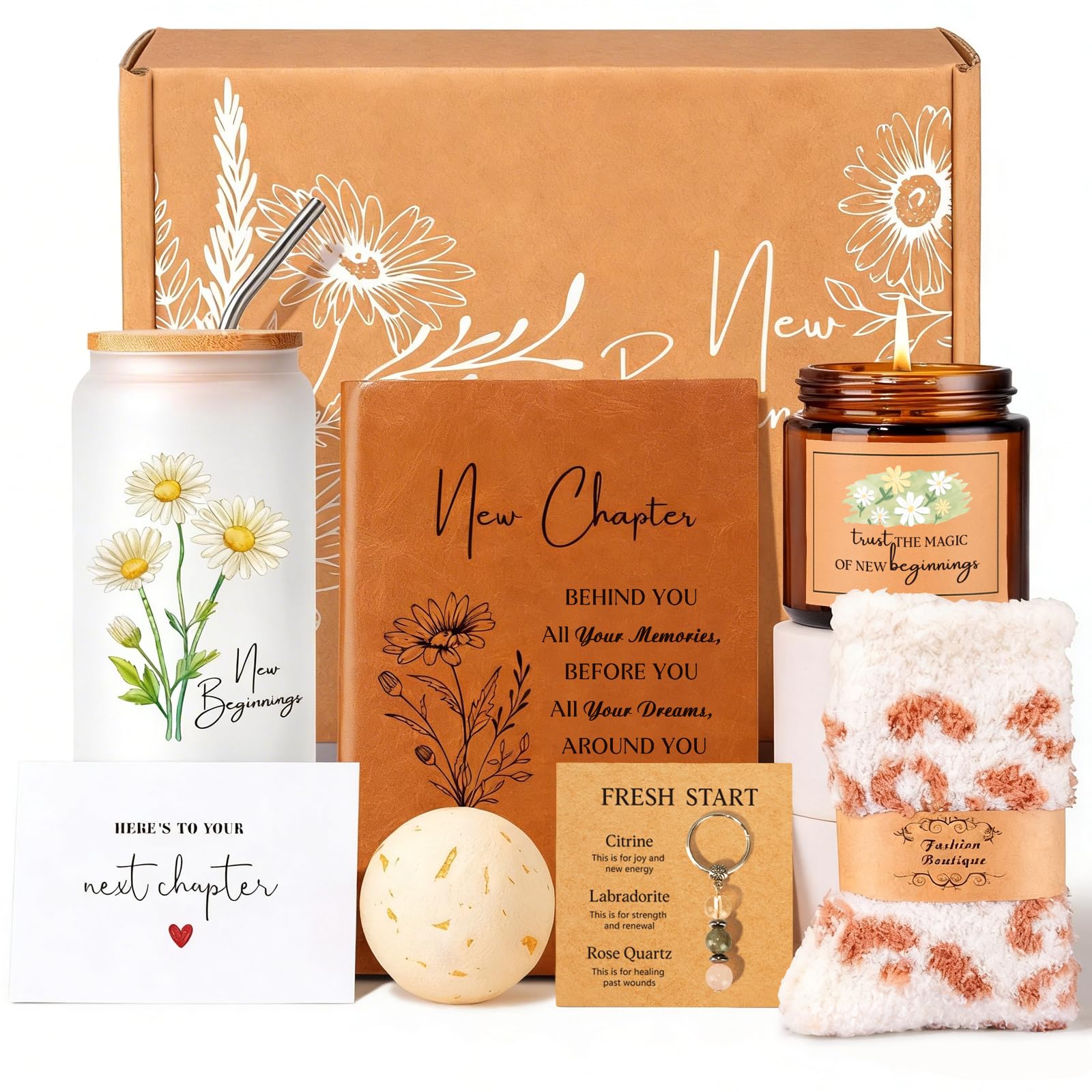 iAOVUEBY New Beginnings Gift Box for Women, Farewell Goodbye Gifts for Coworkers Leaving Job, Going Away Gifts for Friends, New Job Graduation Retirement Divorce Congratulations Gift for Her