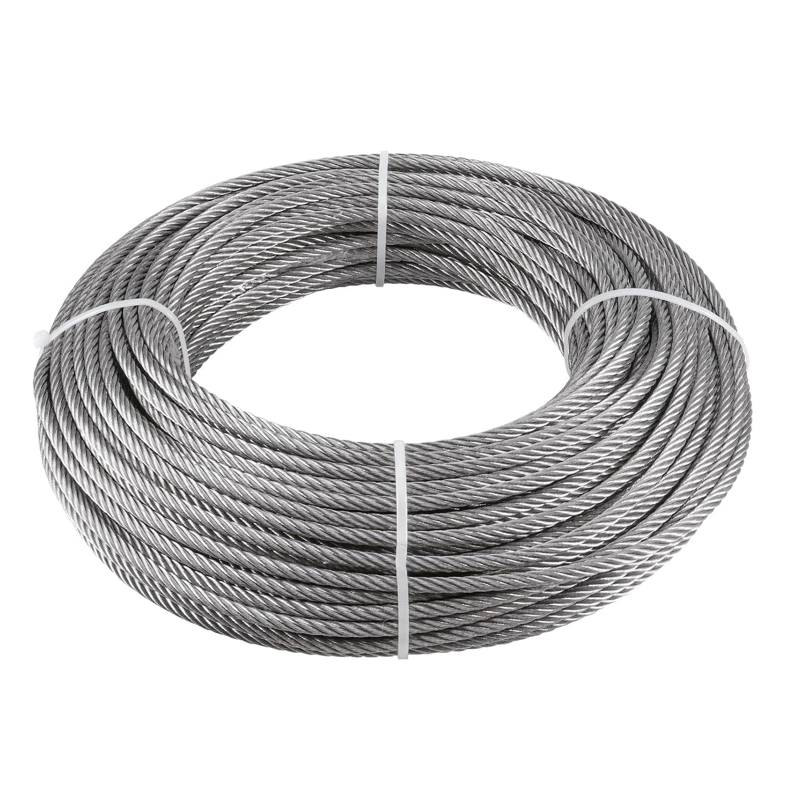 TooTaci Cable de acero inoxidable T316 de 3/16 pulgadas, cuerda de alambre de barandilla de acero inoxidable de 100 pies, cable de avión 3/16, cable de acero trenzado de 7 x 19 hilos, para barandilla