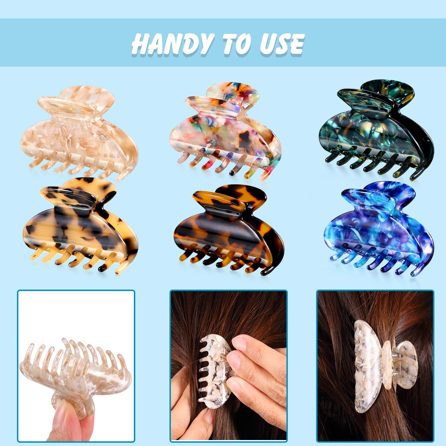 Amazon.com: 6 Pieces Tortoise Shell Hair Claw Clip for Women  display picture 1