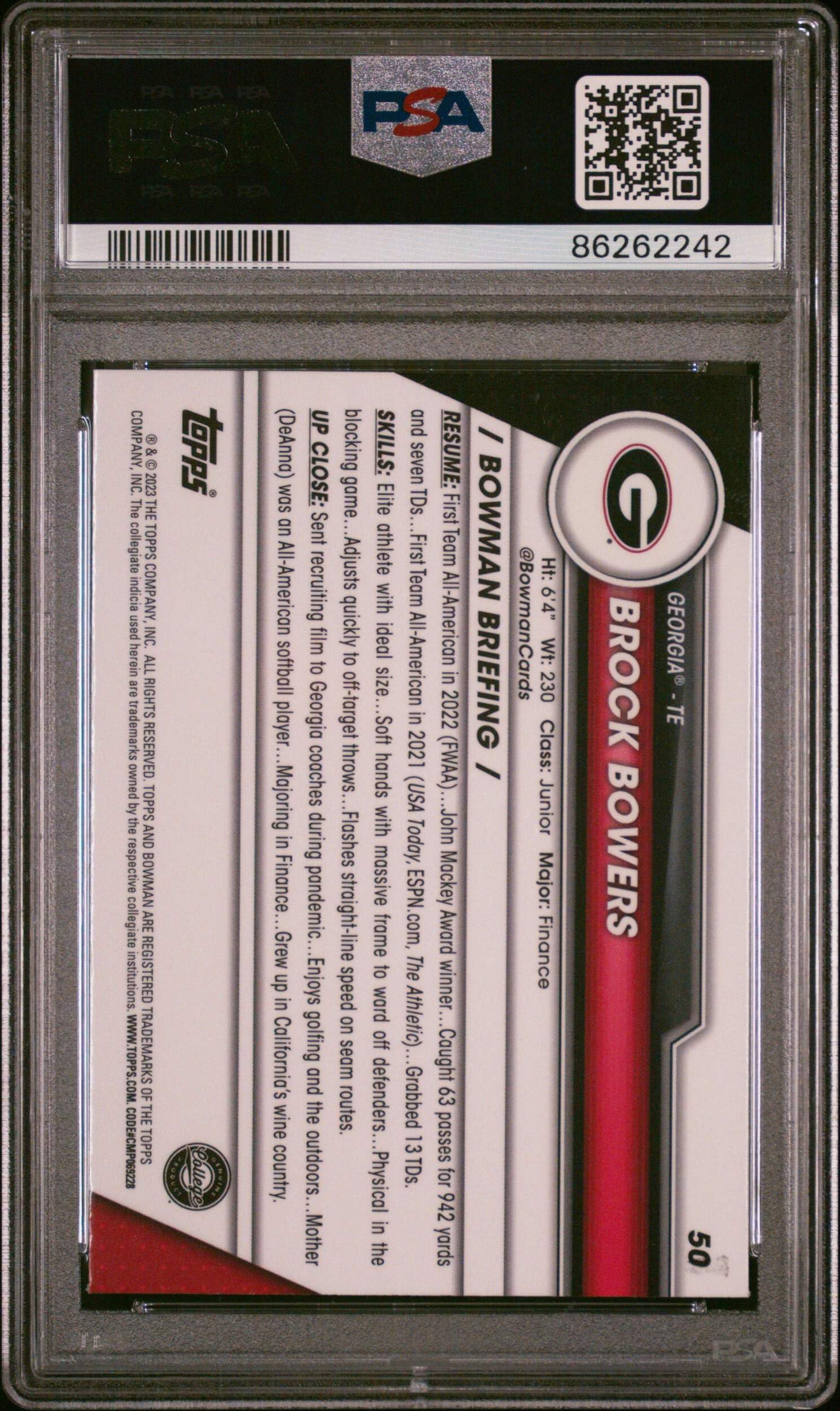 Amazon.com: Graded 2023 Bowman U Sapphire Brock Bowers #50 Rookie