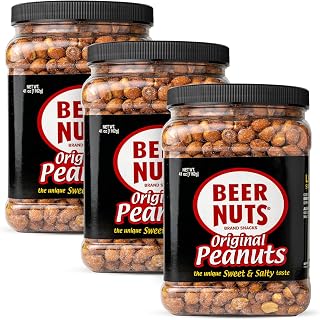 BEER NUTS Original Peanuts - Sweet & Salty Bar Nuts - Gluten Free, Kosher, Low Sodium Peanut Snacks Made In The USA - 41oz Family Size Resealable Jar (Pack of 3)