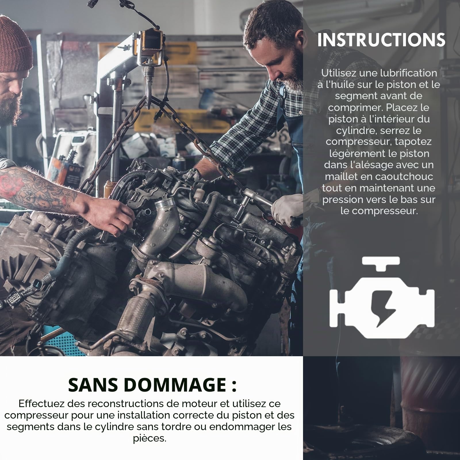 CCLIFE Bande de serrage pour segment de piston de bande de serrage pour segment de piston Pince à segments Jeu d'outils
