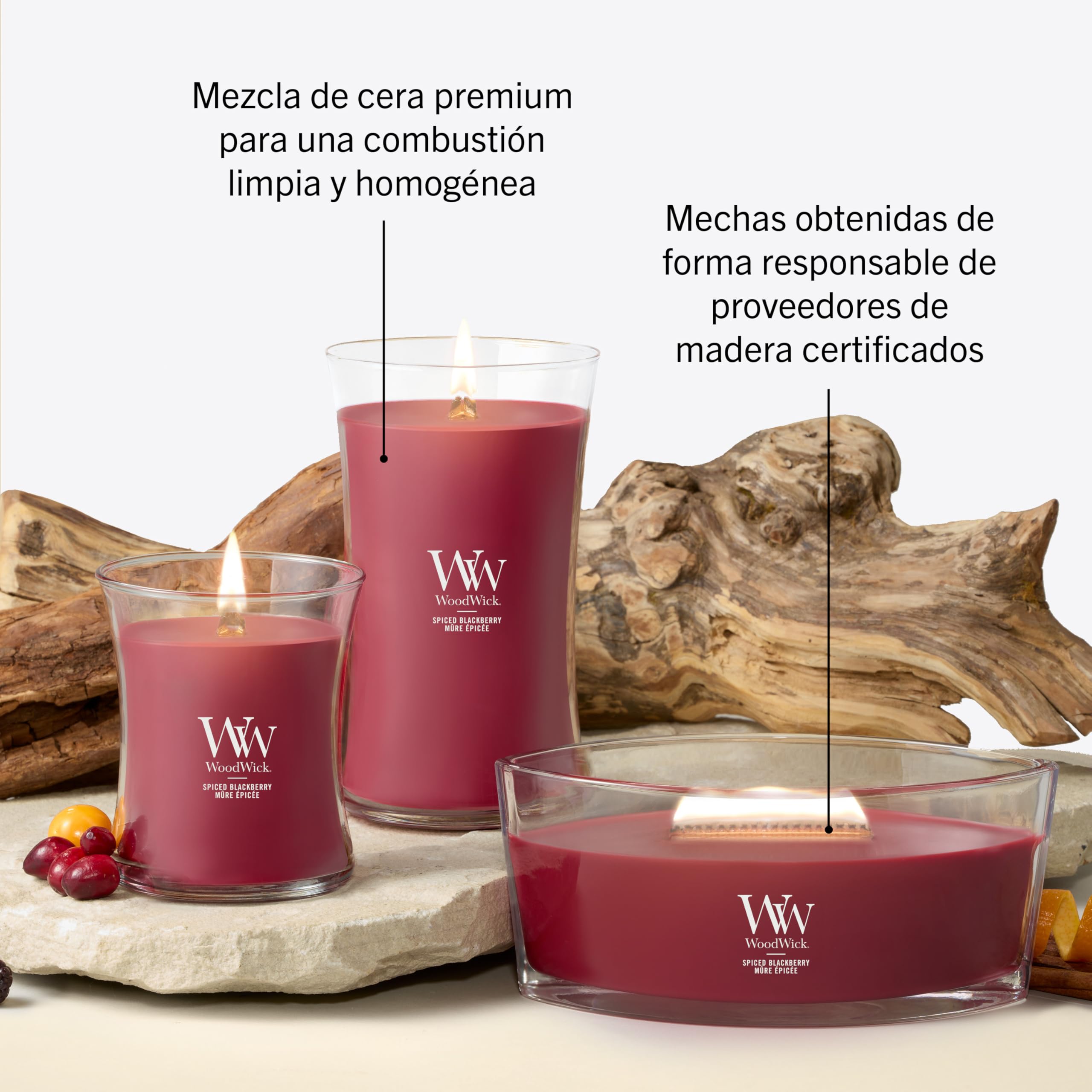 Woodwick Spiced Blackberry Świeca Zapachowa, M
