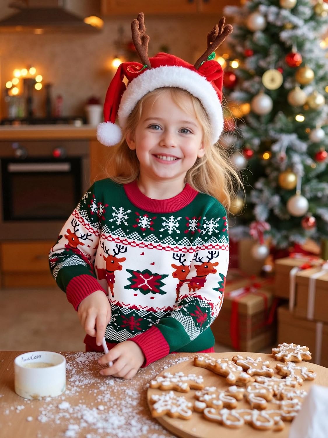 Toddler Boys Girls Xmas Sweaters Holiday Reindeer Tacky Pullover Tops Knit Gift Kids Party Shirt for 3-7t