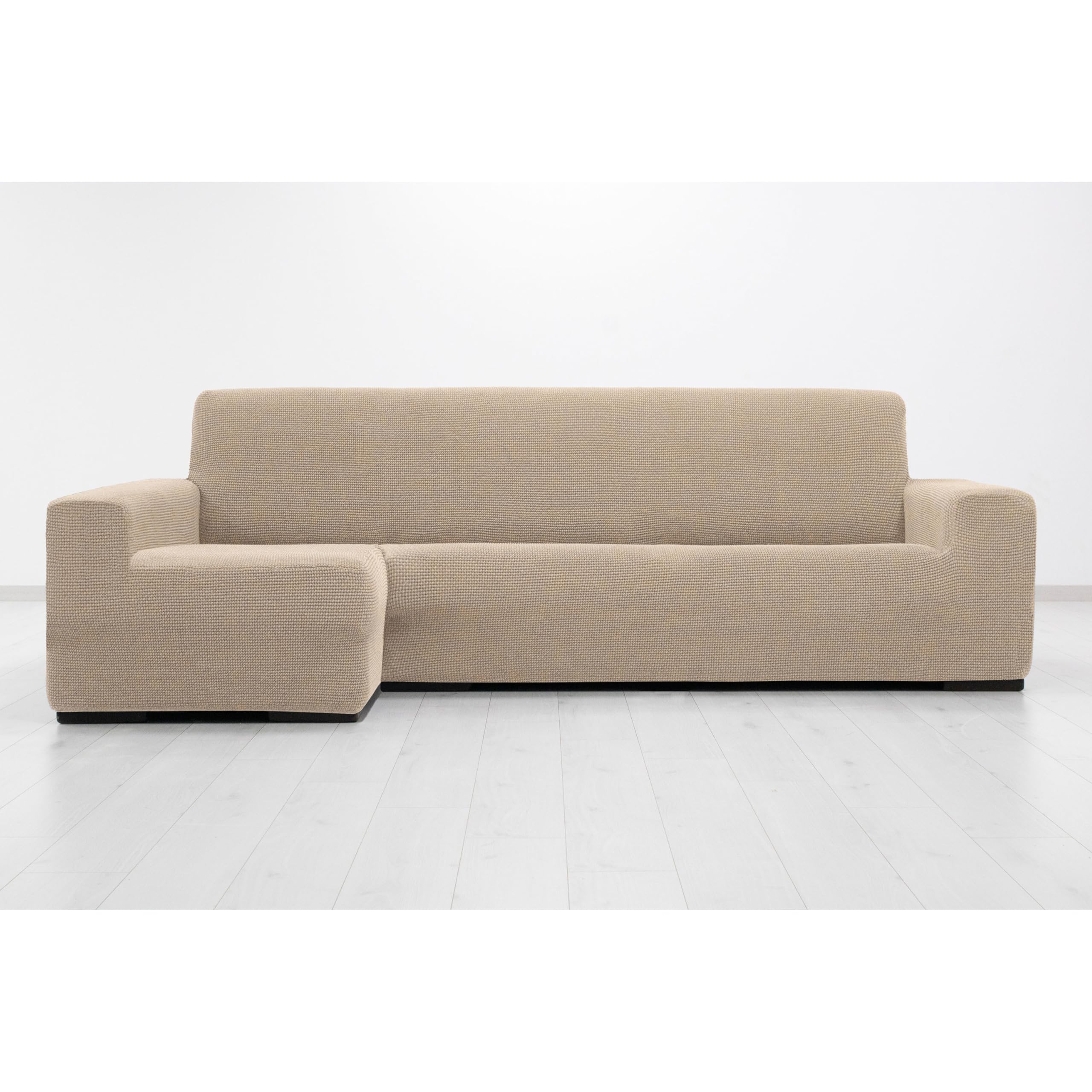 MAXIFUNDAS FUNDAS DE SOFA & CHAISE LONGUE. Super Elastic Chaise Longue Cover Relive Left Arm Long (Facing Facing) Beige Super Elastic Sofa Cover for Chaise Longue