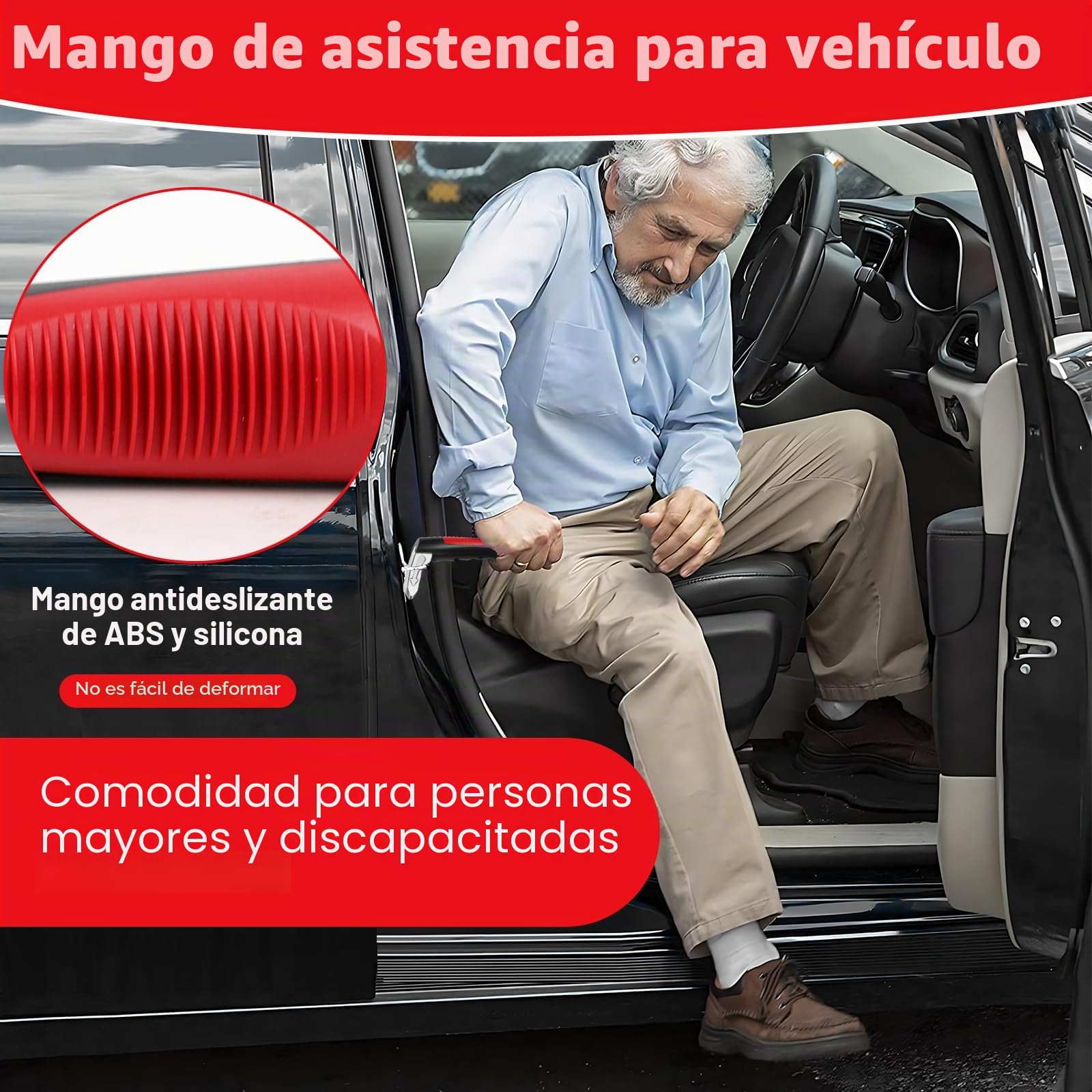 2 piezas Asa de Soporte para Automóvil Mango de Apoyo Herramienta de Escape de Emergencia del Coche para Discapacidad, ayuda de salida de coche para las personas mayores, mango de apoyo para vehículos