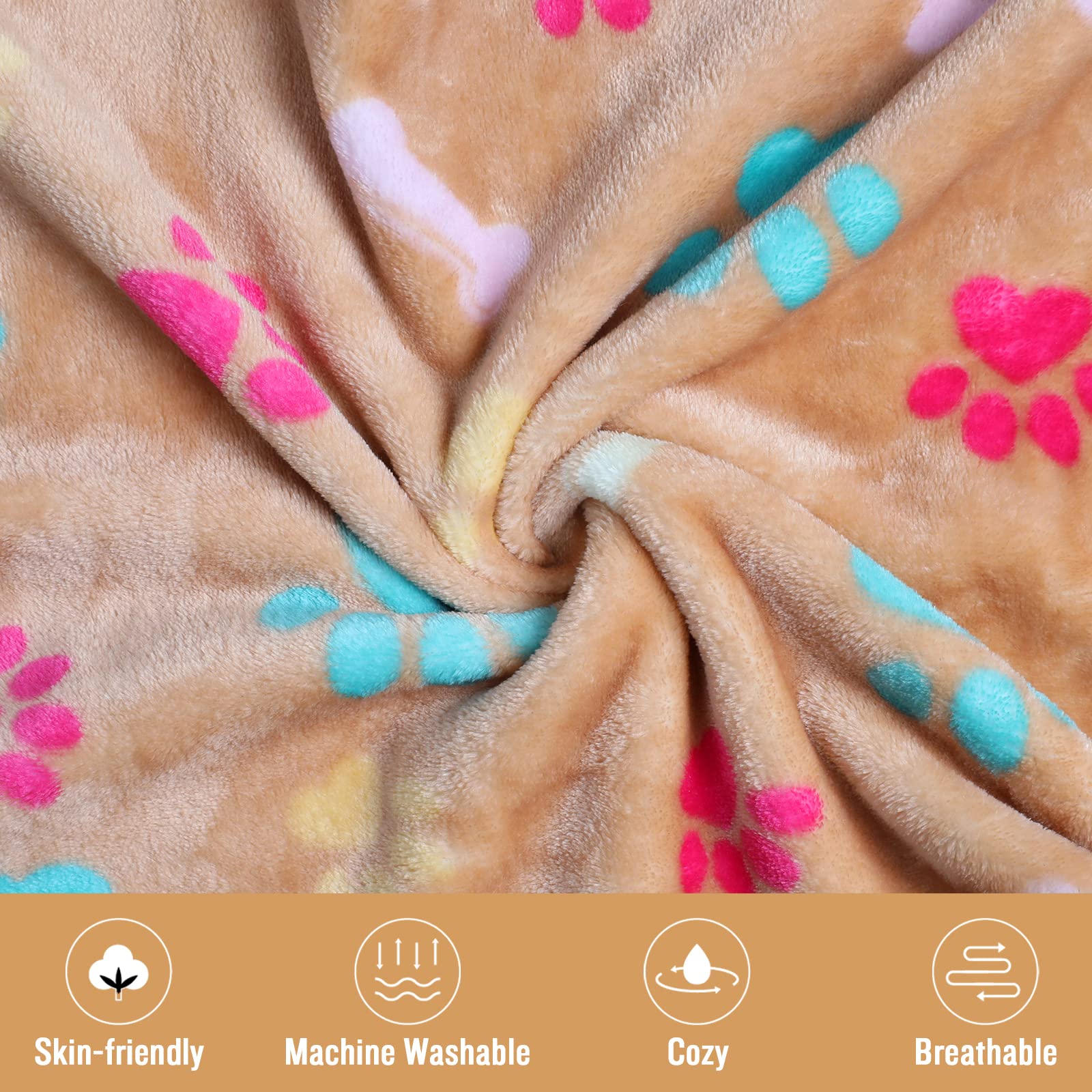 luciphia 3 Pezzi Coperta per Cane/Gatto Lavabile Soffice Durevole, Morbida e Calda Flanella Multicolore Osso Small (60 * 40cm)