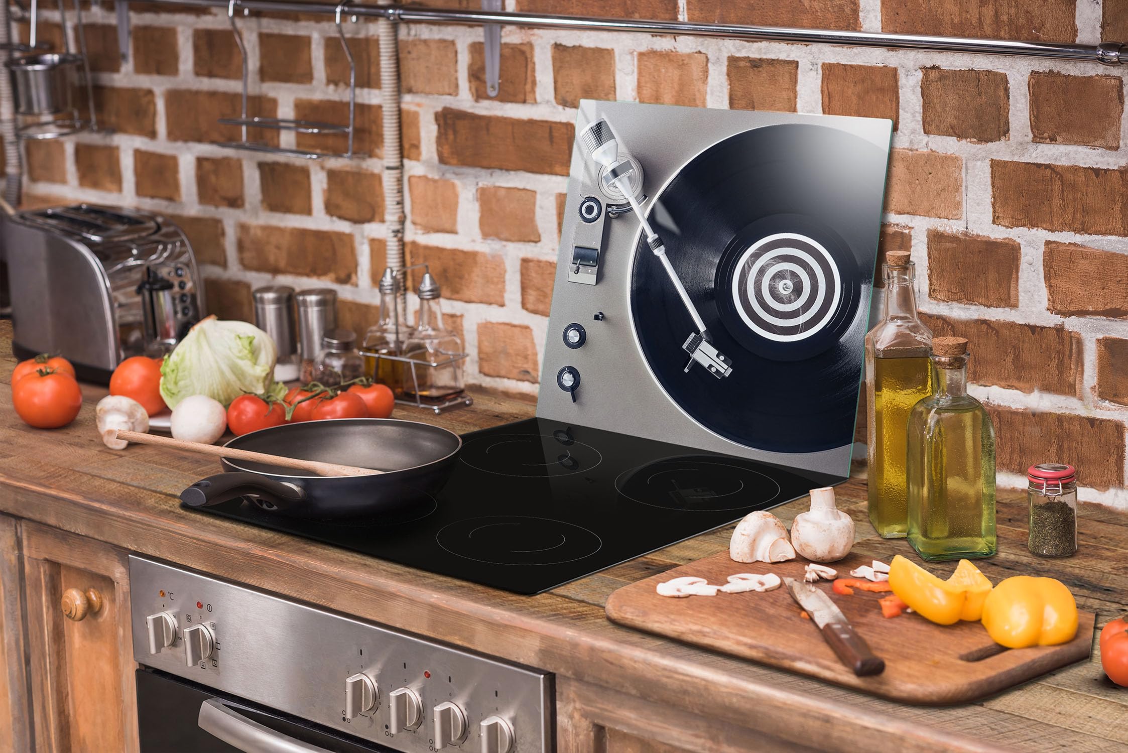 TMK - Plaque De Protection Pour Cuisinière 60 X 52 Cm - Protege Plaque Induction En Verre - Protection Contre Les Éclaboussures - Plaque à Découper Décorative