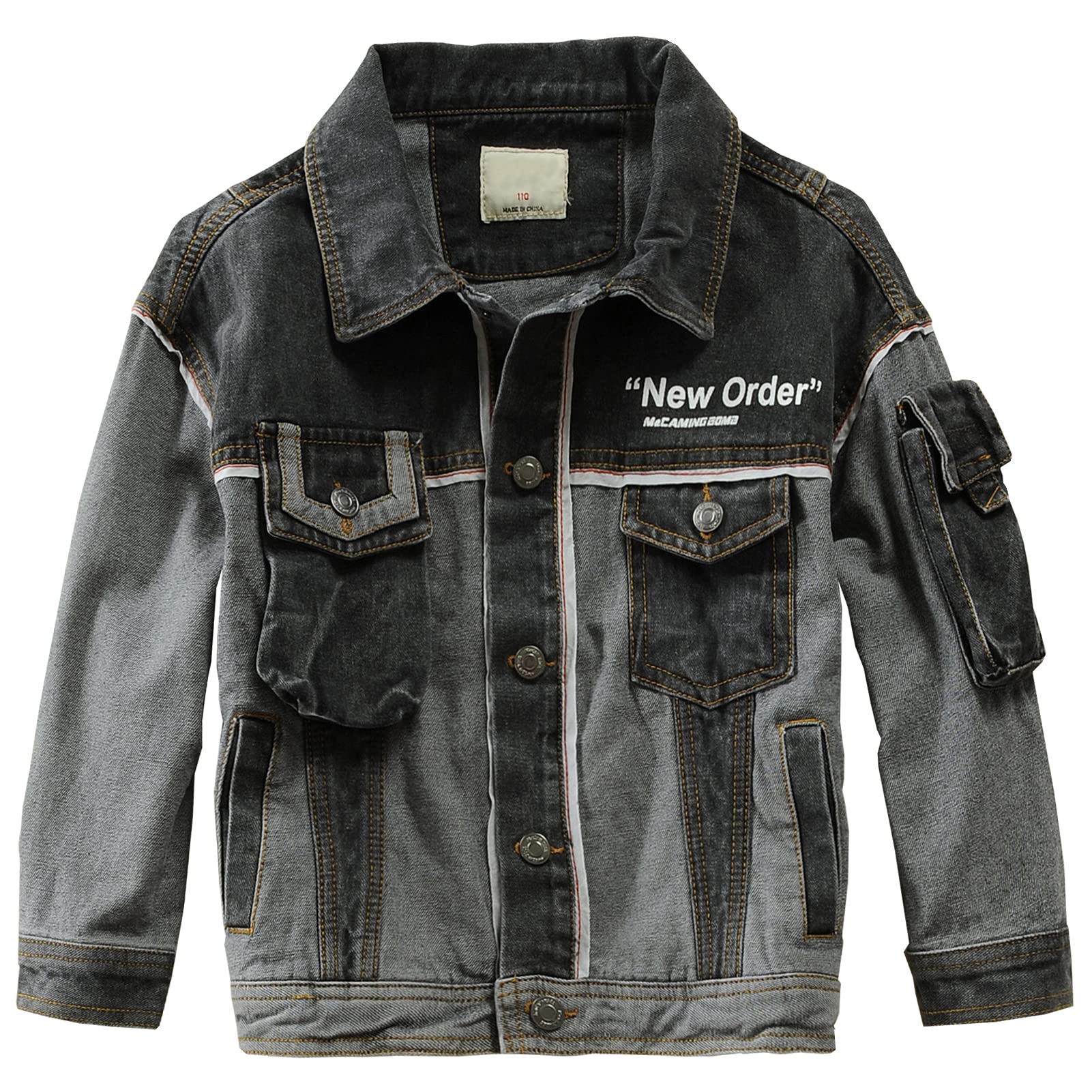 Kinder Jeansjacke Jungen Jeans Jacke mit Buchstaben Denim Jacket Outdoor Mantel Übergangsjacke Frühling Herbst