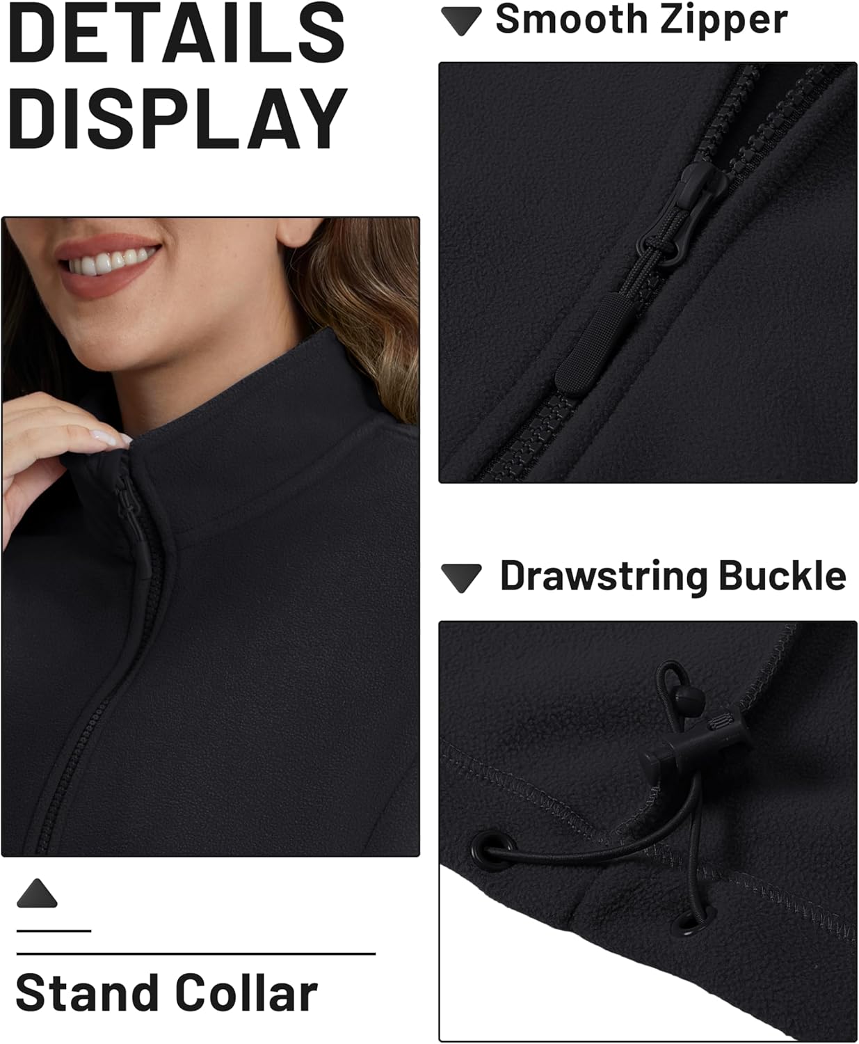 TACVASEN Women's Soft Fleece Jacket Lightweight Full Zip Sweatshirts Coat Casual Winter Warm Sweaters with Pockets - Image 3