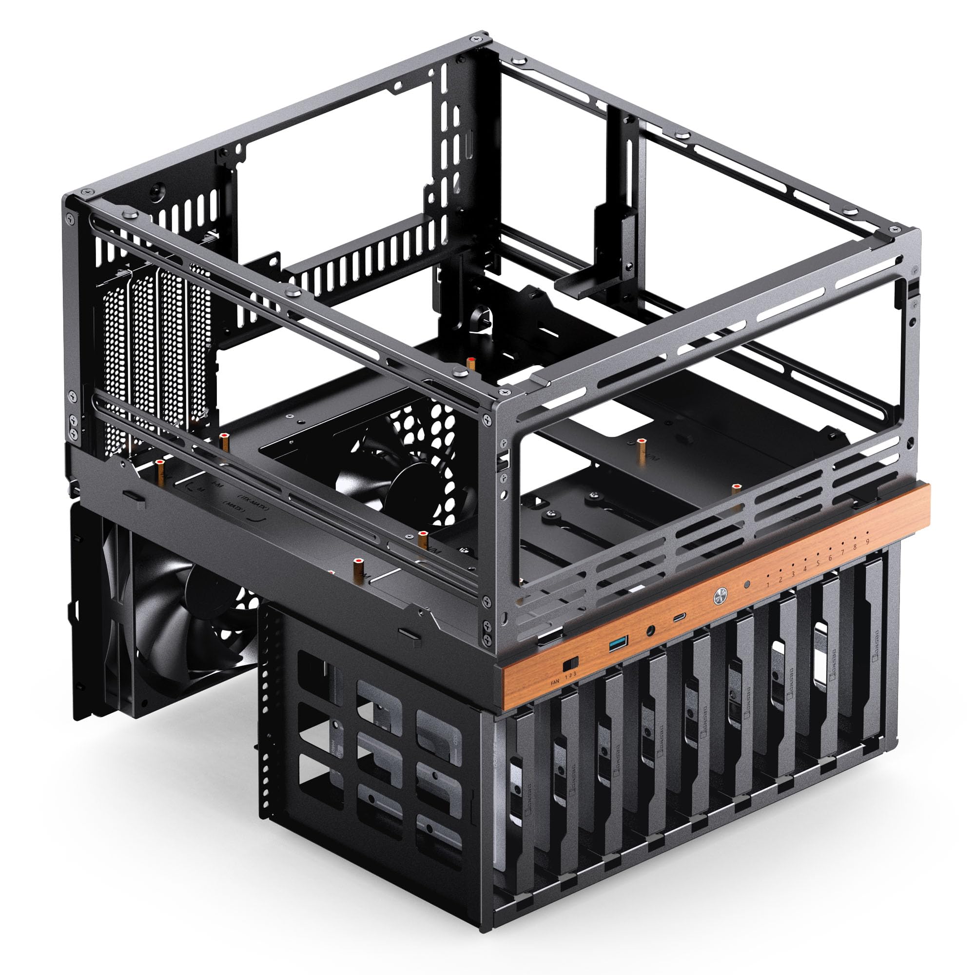 Jonsbo N6 NAS-Gehäuse, Cube-Gehäuse, mATX, Stahl/Mesh - schwarz