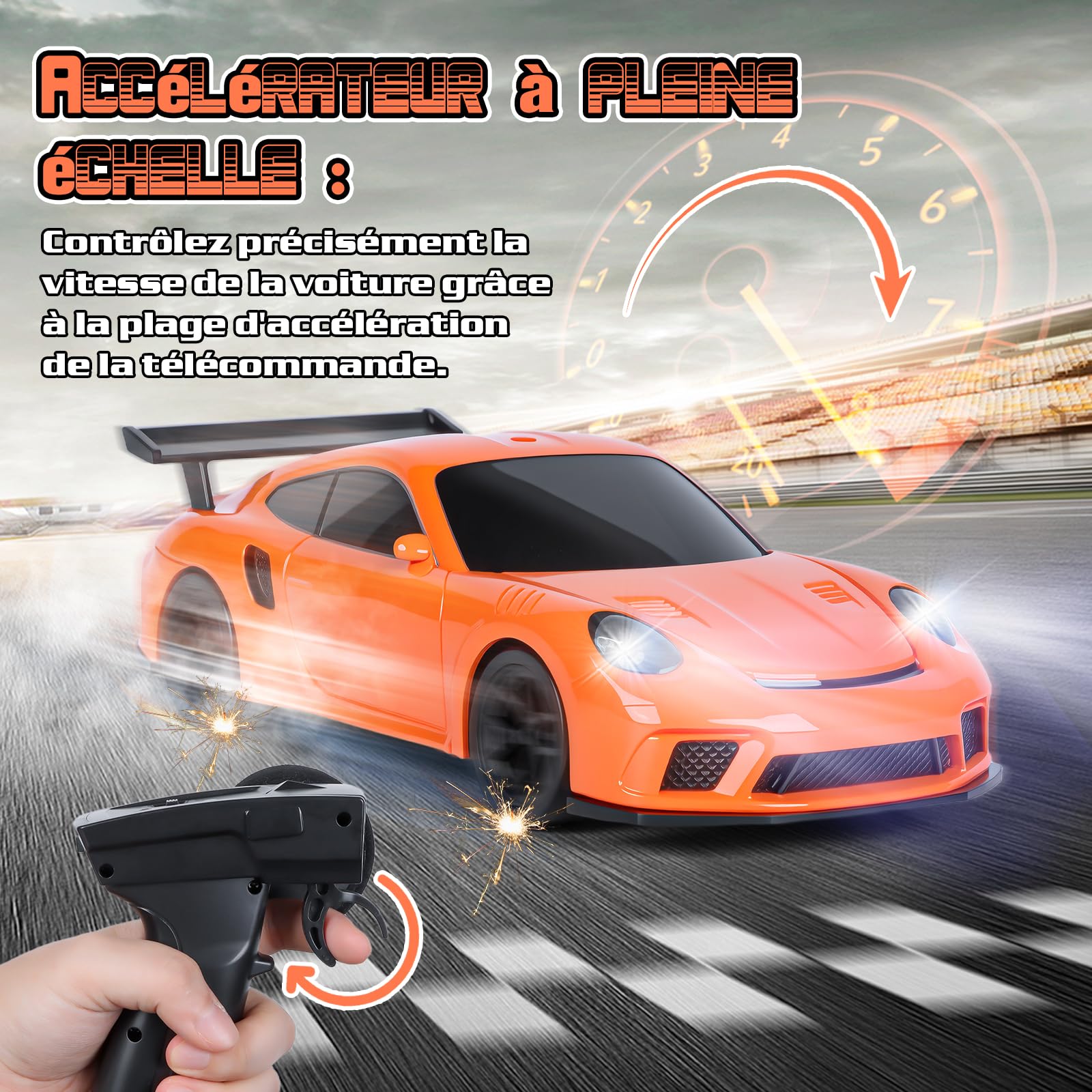Joellfuner Mini RC Drift Car Pro, 1:43 Voiture Télécommandée Drift, 4WD Dérive Car, Mini Voiture Télécommandée avec Lumière LED, 15km/h, Cadeau de Jouet pour Les Enfants de 14+ Ans