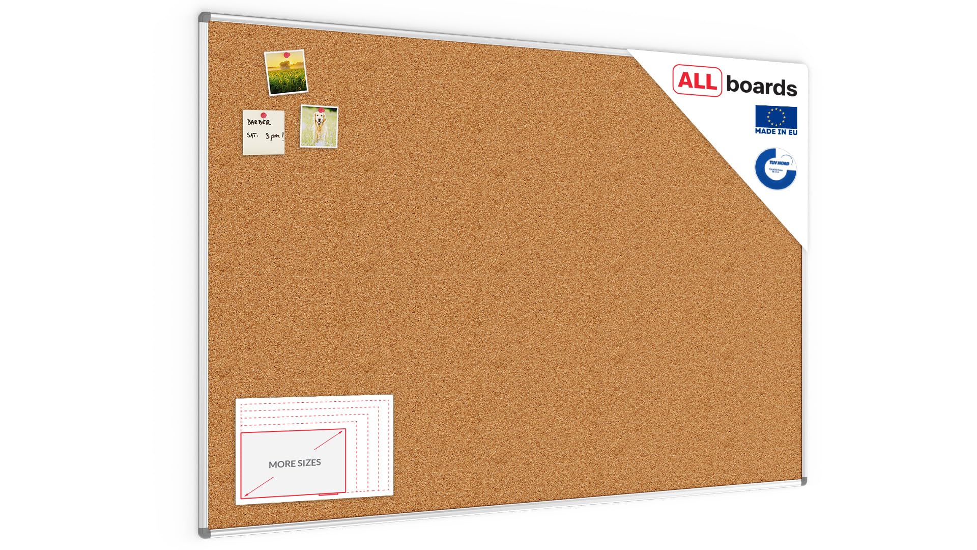 ALLboards Cork Board with Aluminium Frame 180x120cm, Corkboard Bulletin Board Notice Board — image 1
