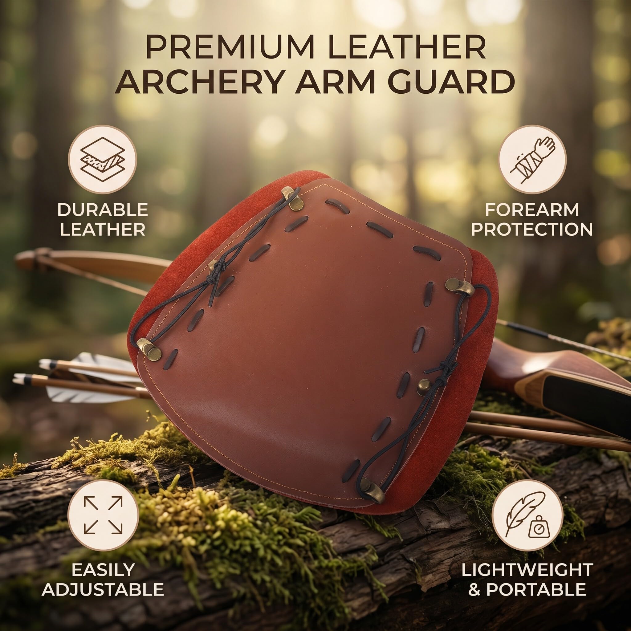 Protecteur de Bras de Tir à l'arc en Cuir de Vachette, Protège-Bras Durable Réglable pour Enfants et Adolescents, 21 x 18,5 cm