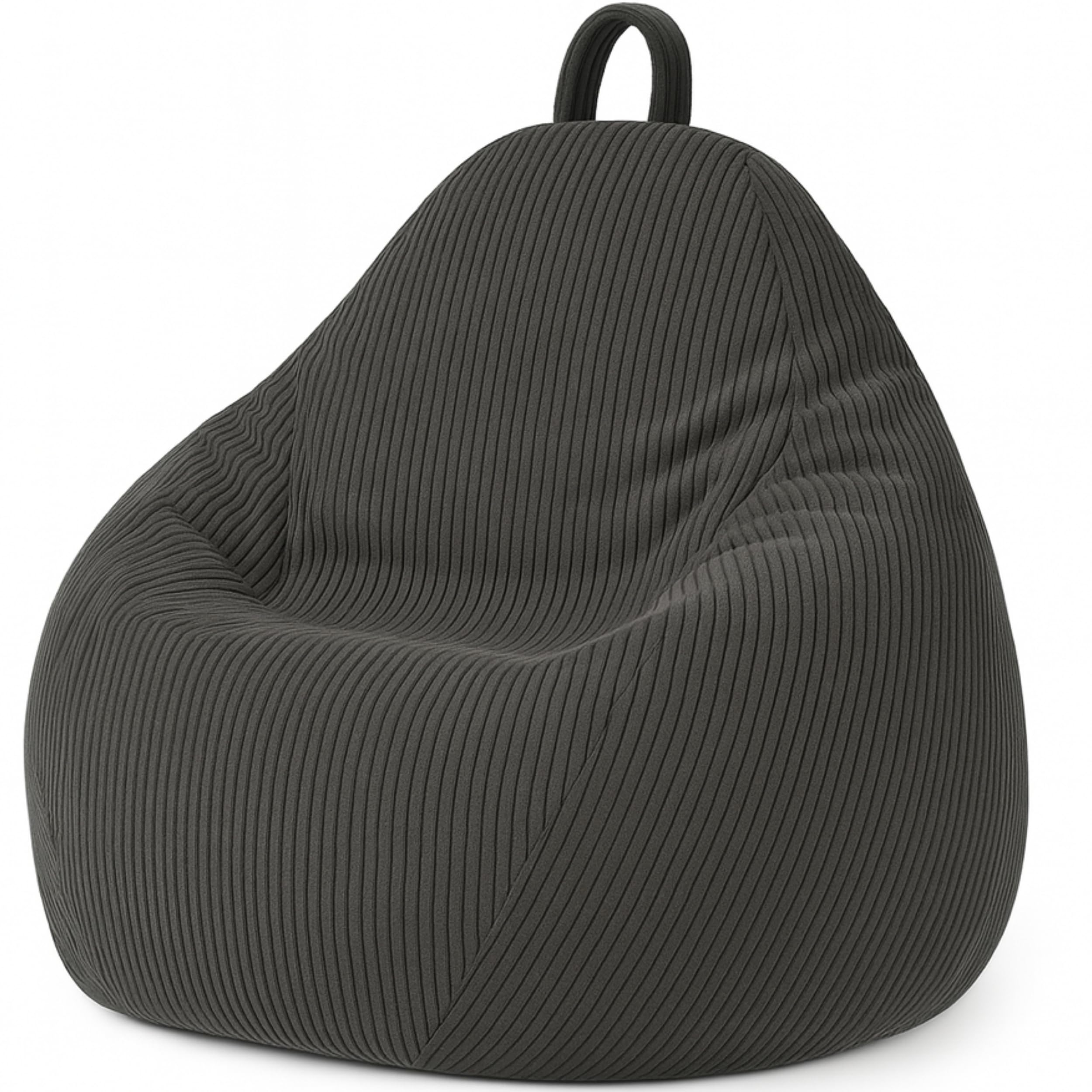 bananair - Pouf Poltrona Sacco in Velluto a Coste Larghe - Imbottitura in Schiuma, Morbido - Fodera Lavabile - Facile da Trasportare, Per Bambini e Adolescenti (105x85 cm, Grigio Scuro)