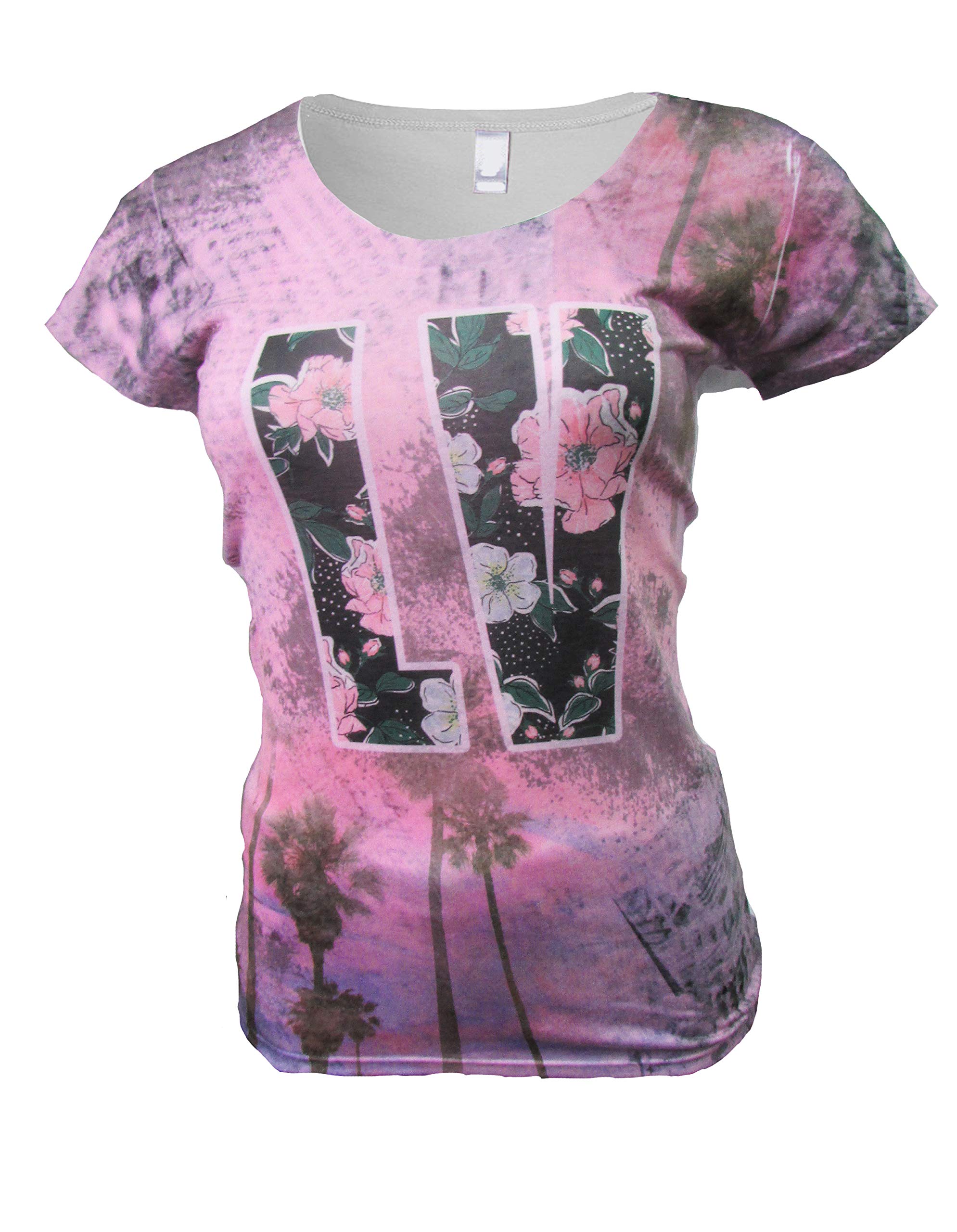 AMOUR VERTLas Vegas Pastel Pink Women's Scoop Neck Cap Sleeve Shirt