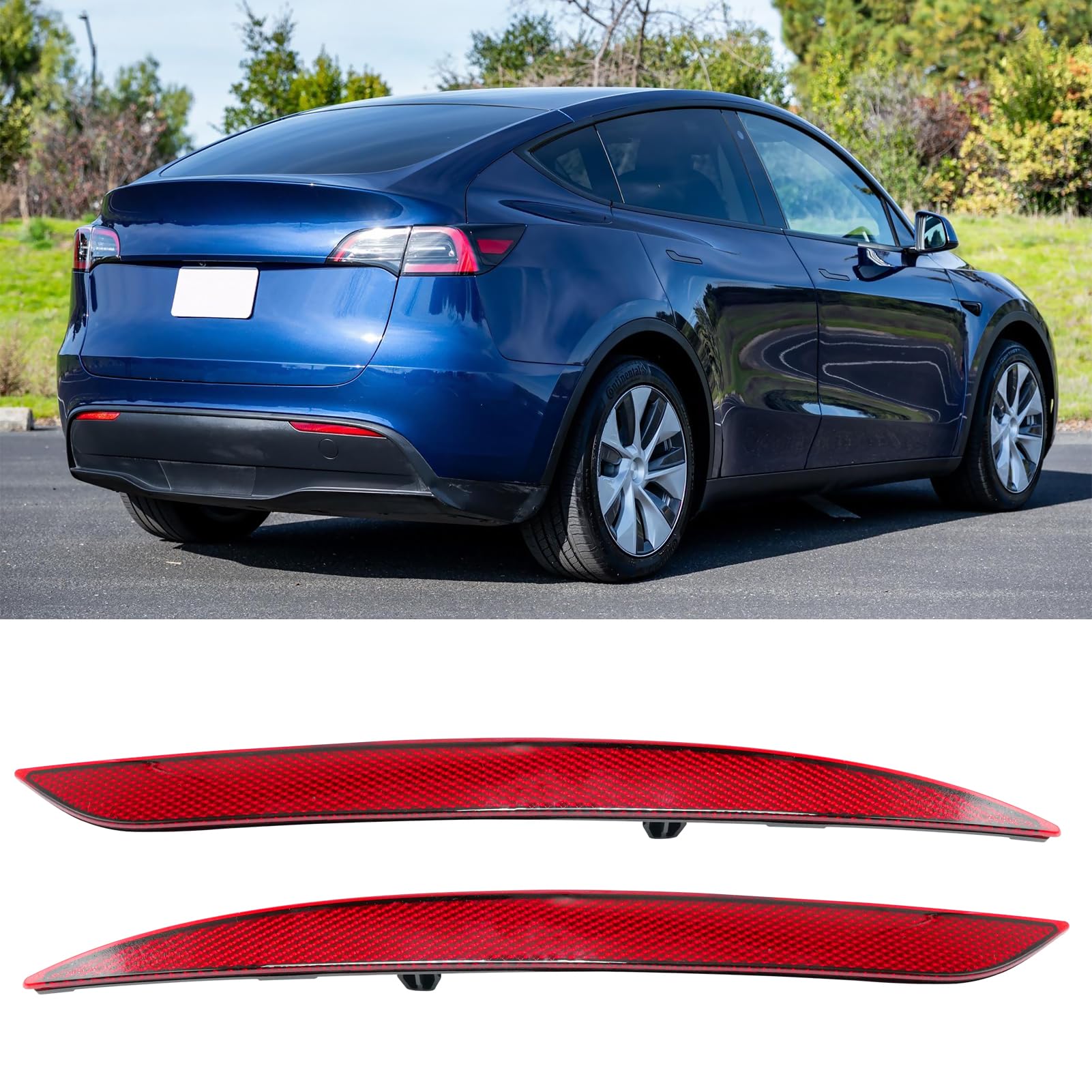 Photo 1 of Jaronx Compatible with Tesla Model Y Rear Bumper Reflector 2020 2021 2022 2023, Left & Right Back Bumper Reflector Replacement Side Marker Light Cover for Tesla Model Y 1626226-00-C 1626227-00-B