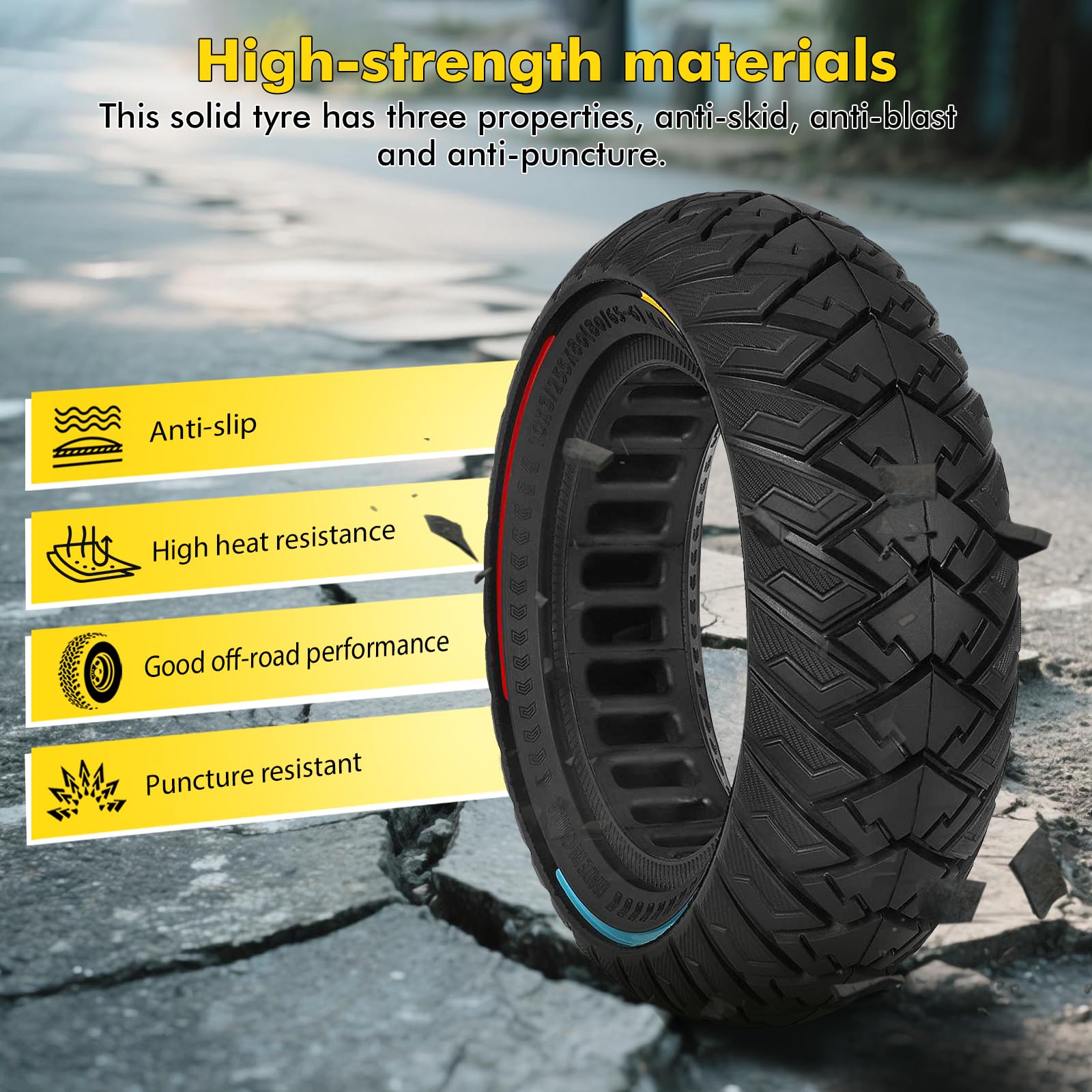 10x3 Pneu Plein pour Trottinette Electrique, 255x80(80/65-6) Roues de Trottinette pour Mantis 10/Zero 10X/Kukirin G3/Kaabo Wolf Warrior/Kugoo M4,10 Pouces Antidérapant/Anticrevaison Roues