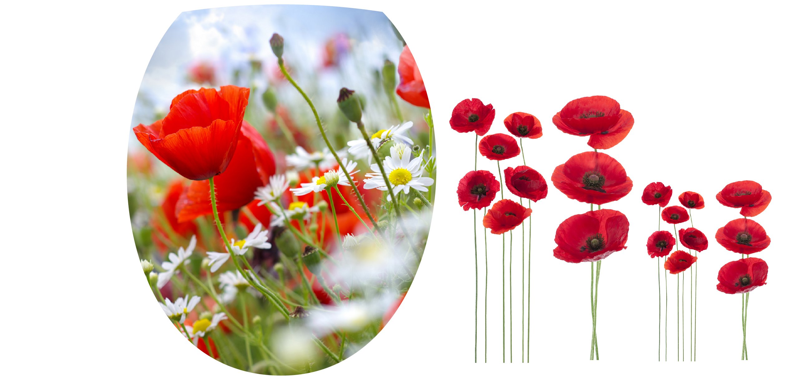 Sticker Déco Pour Abattant WC Coquelicot - 35x42 Cm - Art Déco Stickers - Neuf
