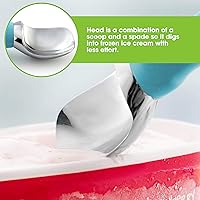 Vista 5 de Spring Chef - Cuchara de helado de acero inoxidable con mango suave - Cuchara de helado resistente para yogur congelado, gelato, sundae, melón