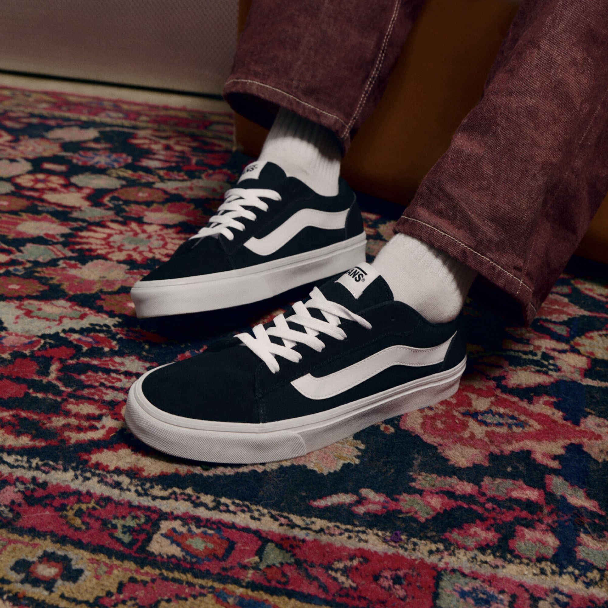 Vans Herren Vero Wildleder-Sneaker, Black/White, 45 EU