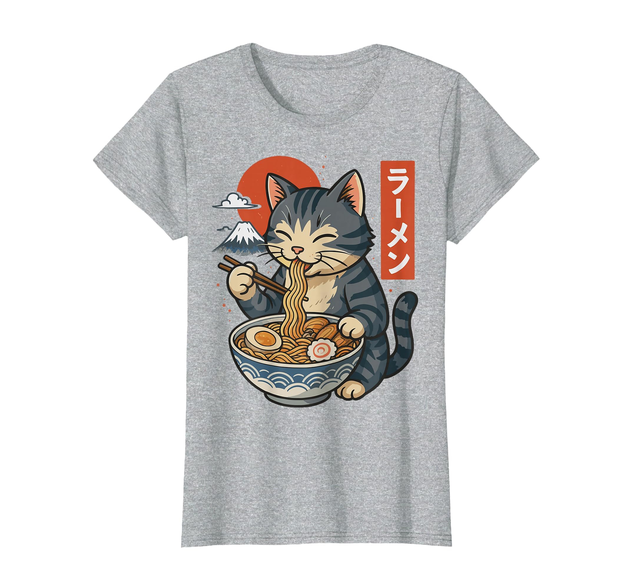 Anime Cat Eating Ramen Retro Kawaii Ramen Cat T-Shirt