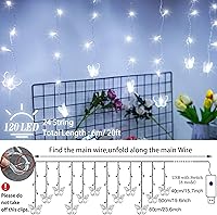 Vista 2 de 120 luces LED de mariposa con enchufe USB, 20 pies, 8 modos de luciérnaga, luces parpadeantes con temporizador Romte, luces de alambre