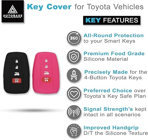 Miniatura 3 de Autobase Funda de silicona para llavero Toyota Camry RAV4 Highlander Avalon C-HR Prius Corolla GT86 Smart Key  Accesorio de automóvil  Funda de