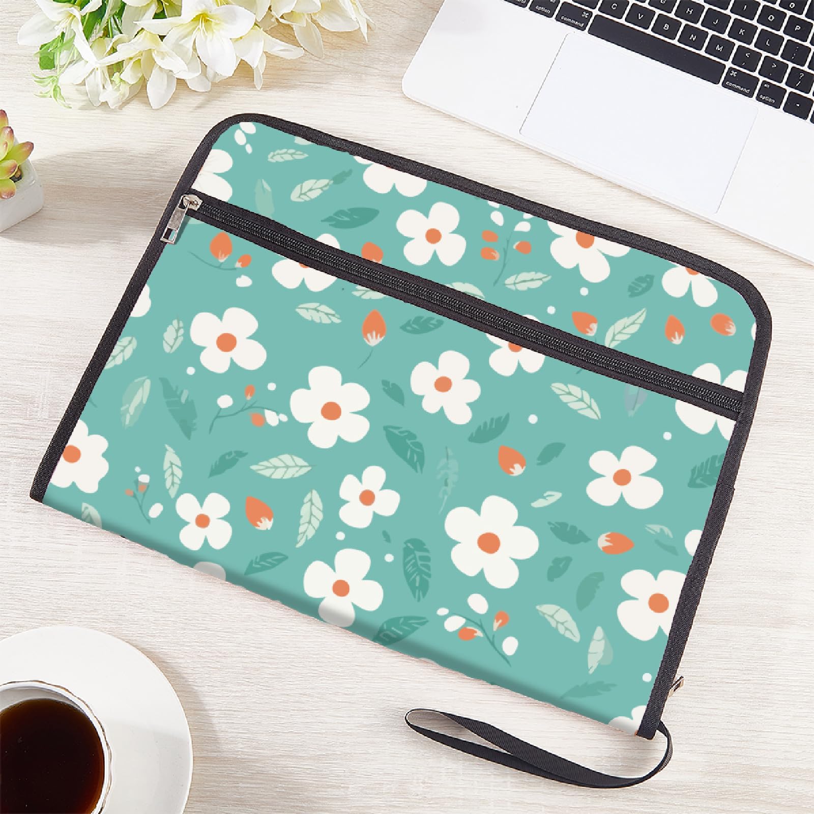 CRASPIRE Cartella Portadocumenti Espandibile con 13 Tasca Formato Lettera A4 con Cerniera Organizer per Documenti A Fisarmonica A Forma di Fiore Verde con Etichette Adesive Espandibile per Casa